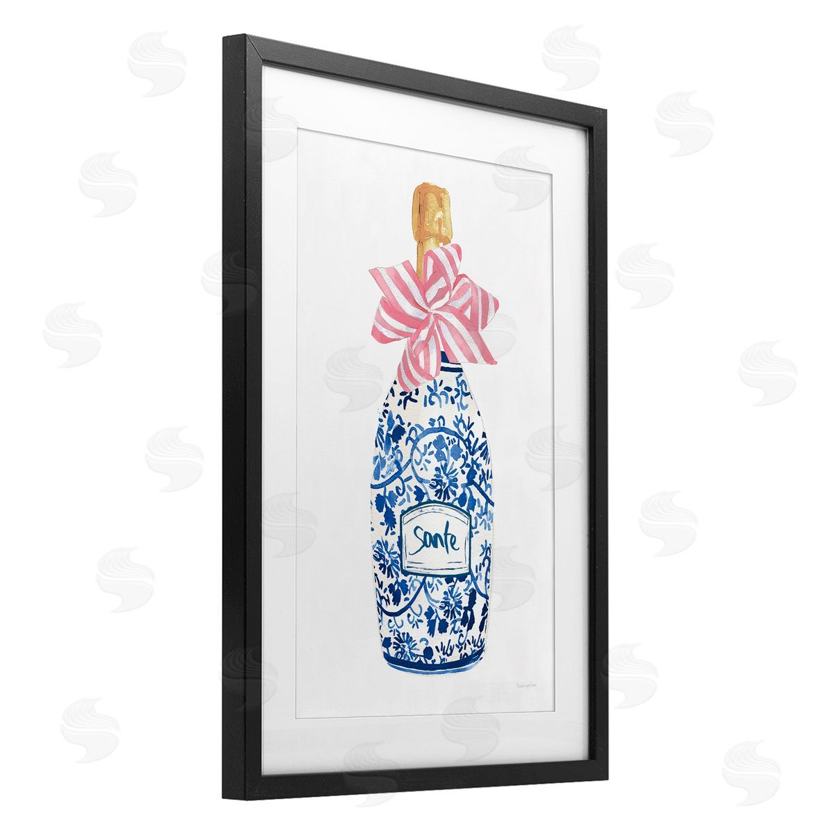 Mercedes Lopez Charro Pink & Blue Flirty Champagne Canvas Wall Art Print