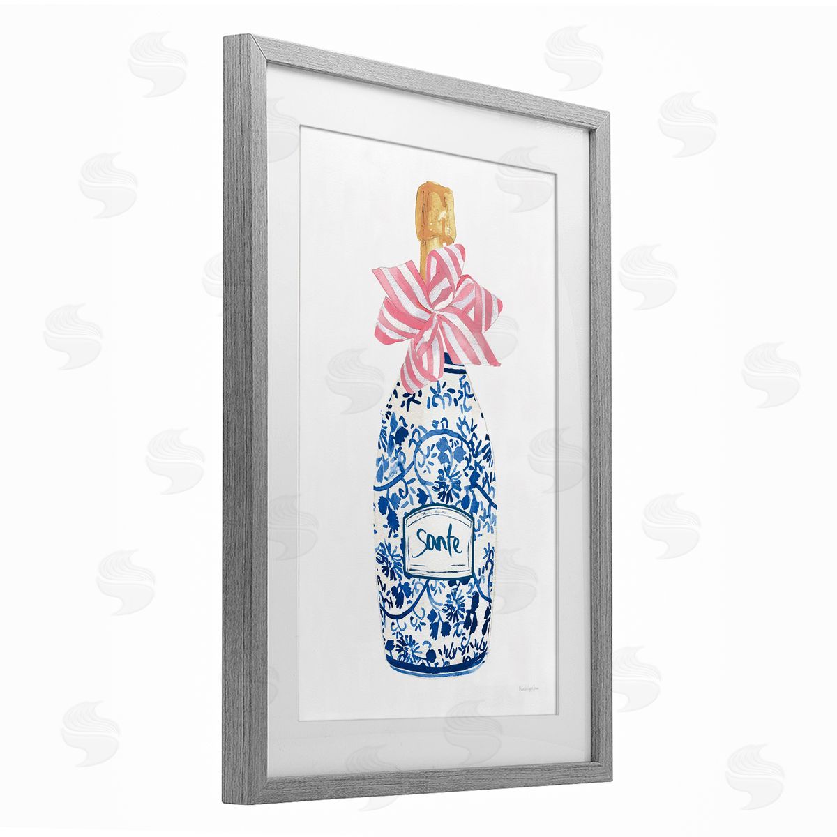 Mercedes Lopez Charro Pink & Blue Flirty Champagne Canvas Wall Art Print