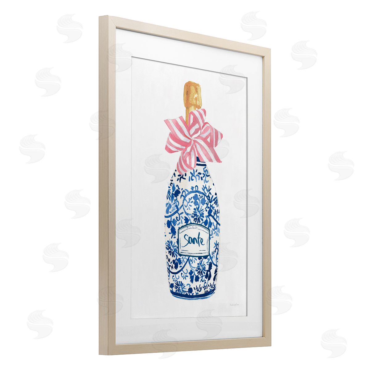 Mercedes Lopez Charro Pink & Blue Flirty Champagne Canvas Wall Art Print