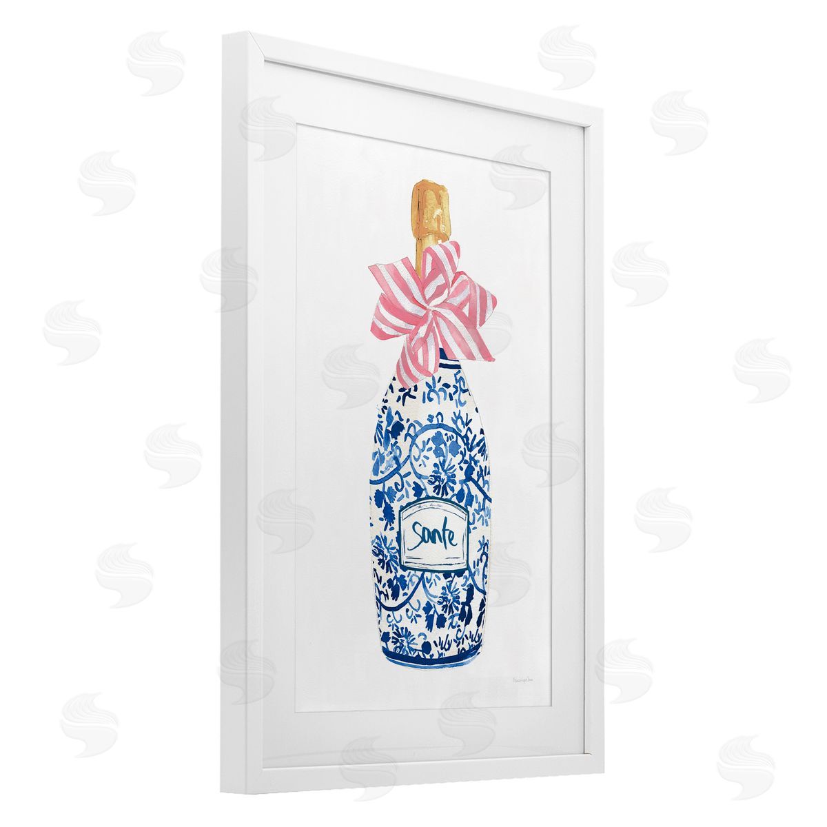 Mercedes Lopez Charro Pink & Blue Flirty Champagne Canvas Wall Art Print