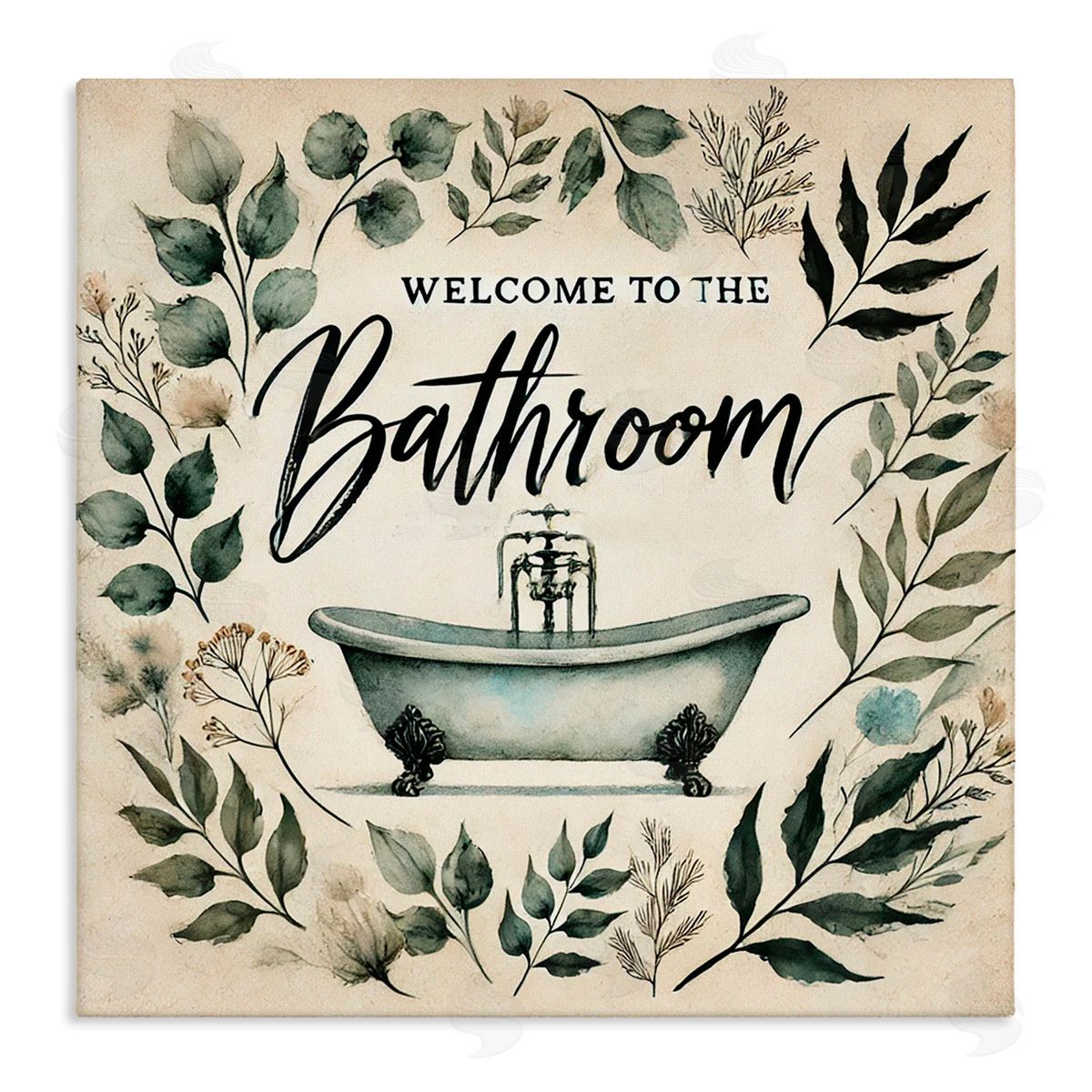 Erin Clark Vintage Bathroom Welcome Canvas Wall Art Print