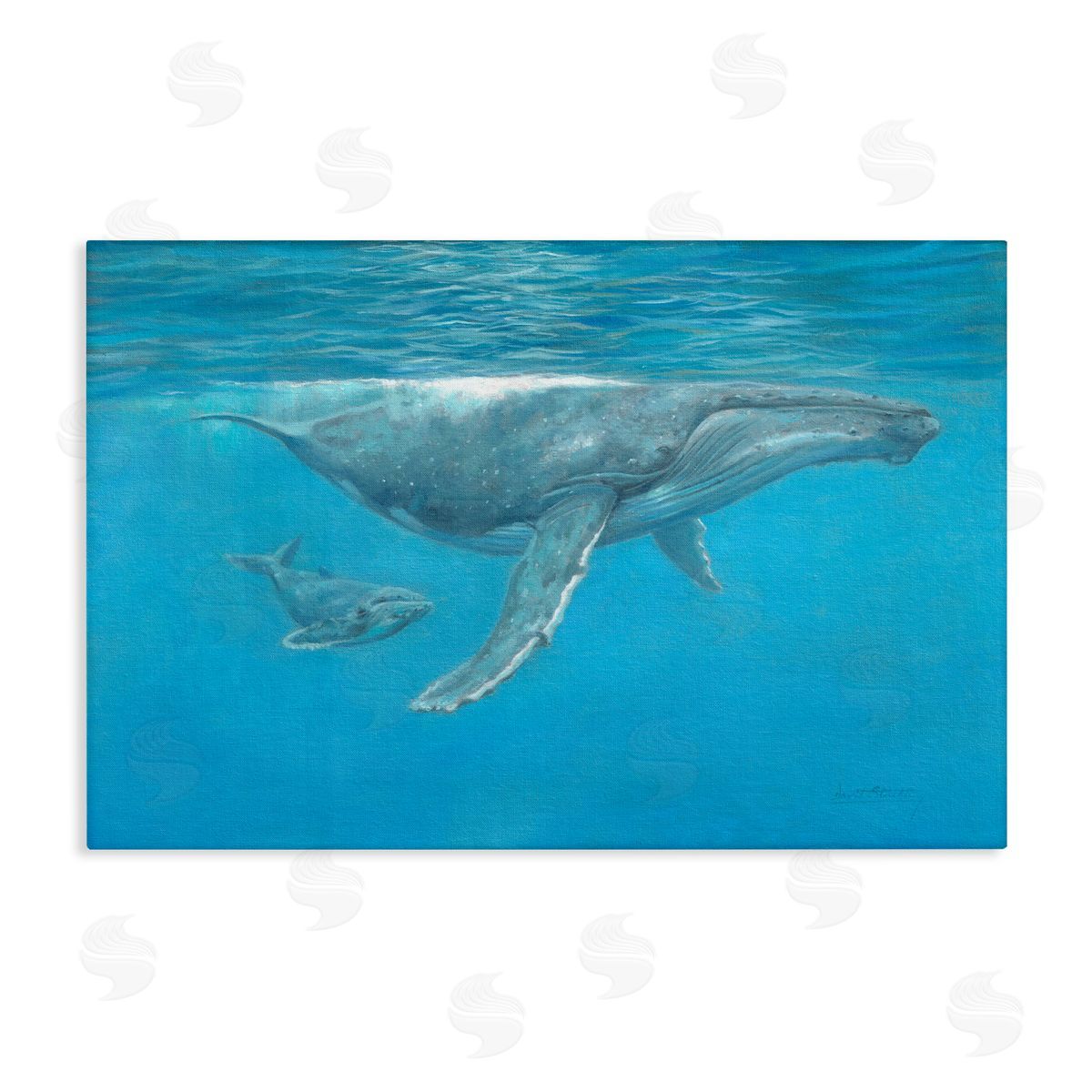 David Stribbling Humpback Whale Underwater Canvas Wall Art Print