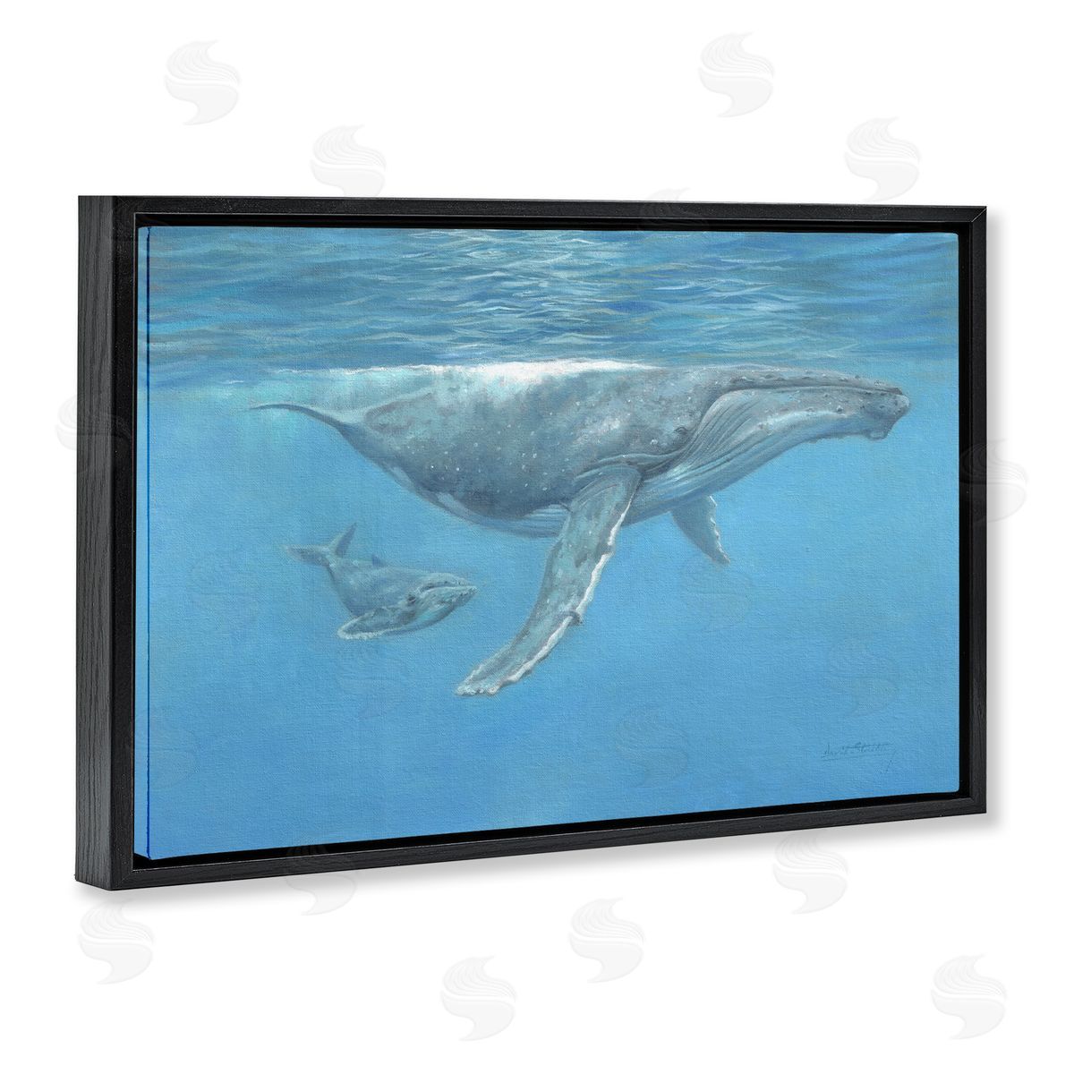 David Stribbling Humpback Whale Underwater Canvas Wall Art Print
