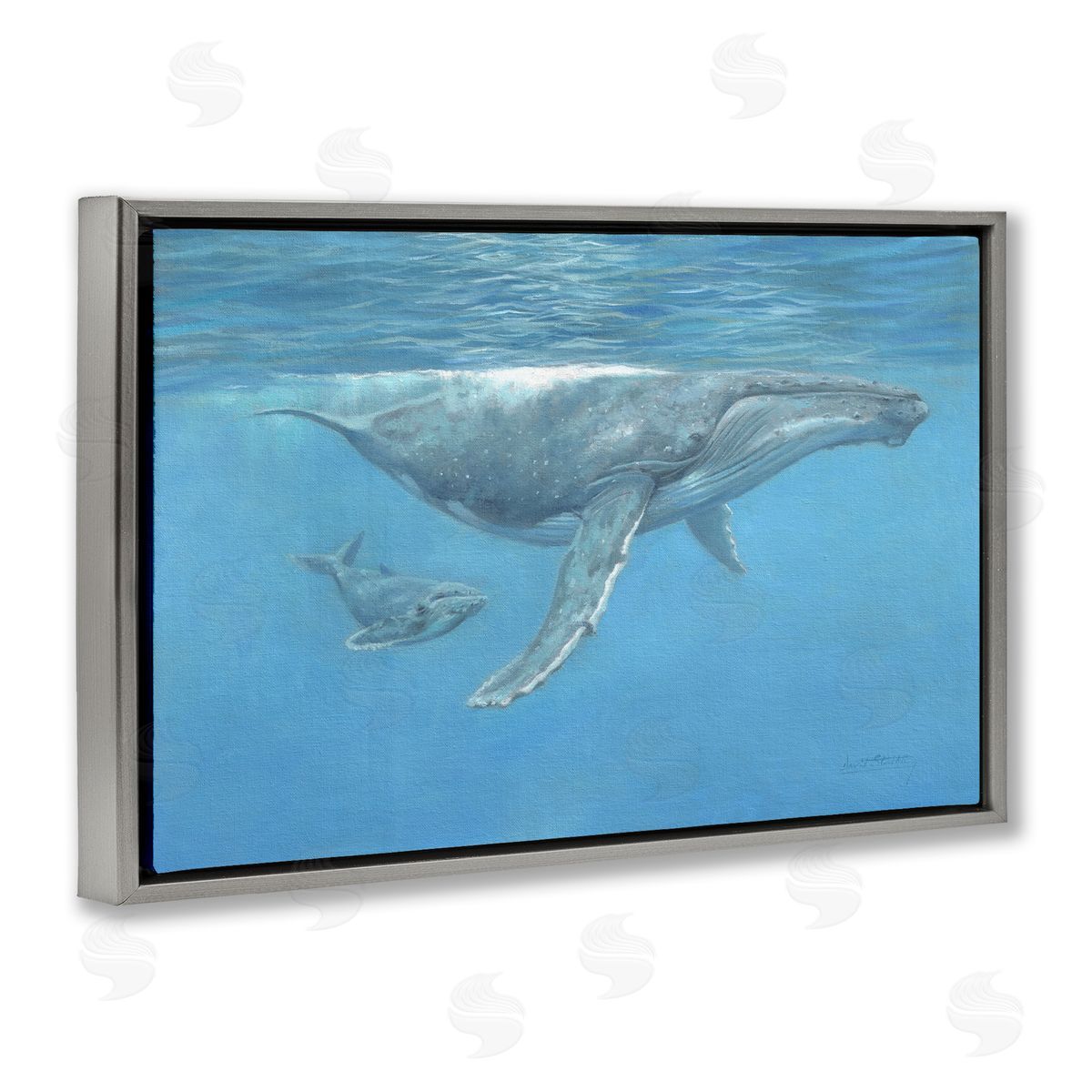 David Stribbling Humpback Whale Underwater Canvas Wall Art Print