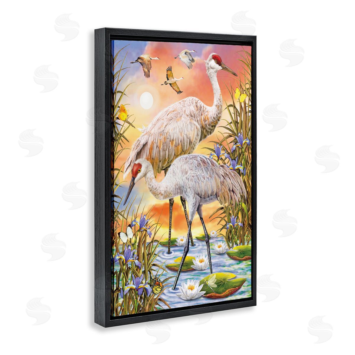 Rosiland Solomon Sandhill Cranes at Sunset Canvas Wall Art Print