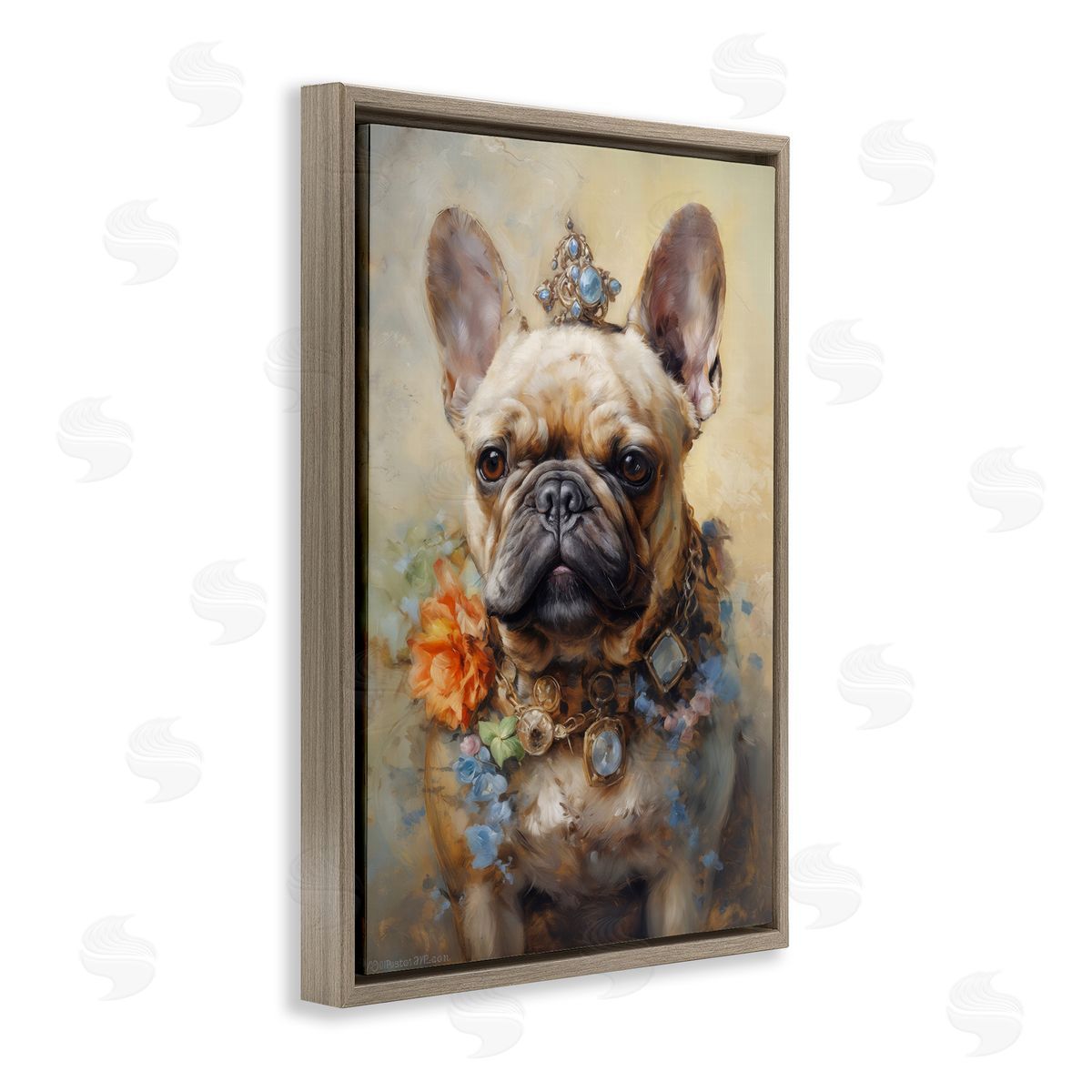 Wumples French Bulldog with Ornate Jewelry Canvas Wall Art Print