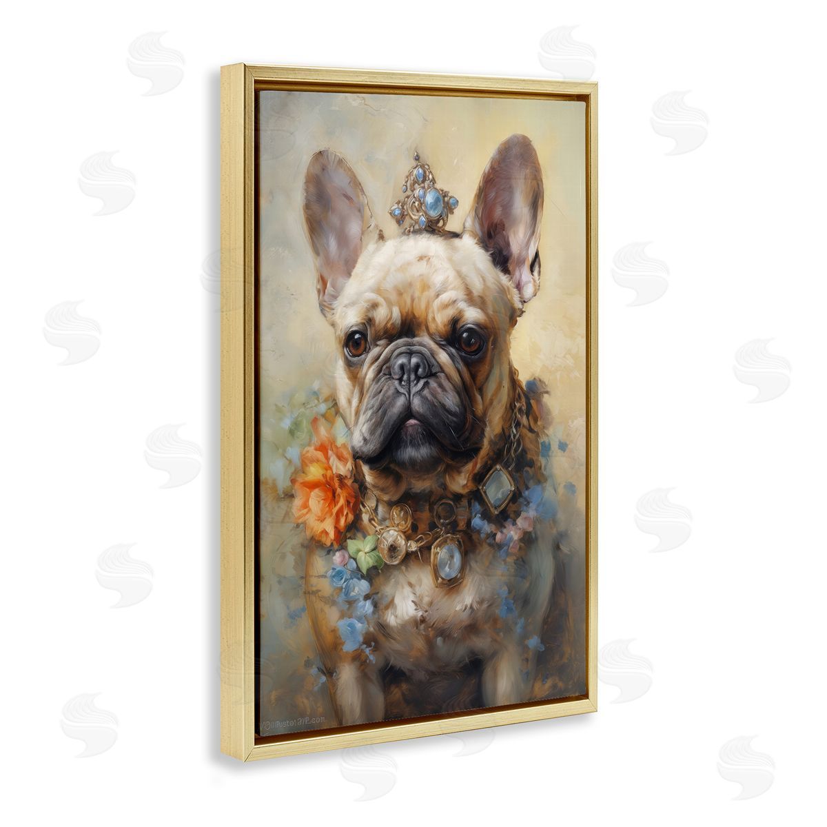 Wumples French Bulldog with Ornate Jewelry Canvas Wall Art Print