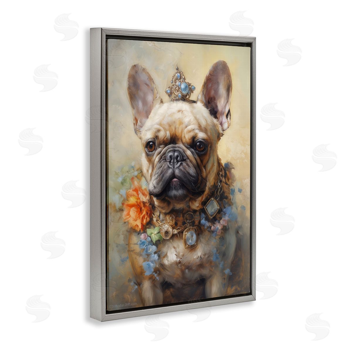 Wumples French Bulldog with Ornate Jewelry Canvas Wall Art Print