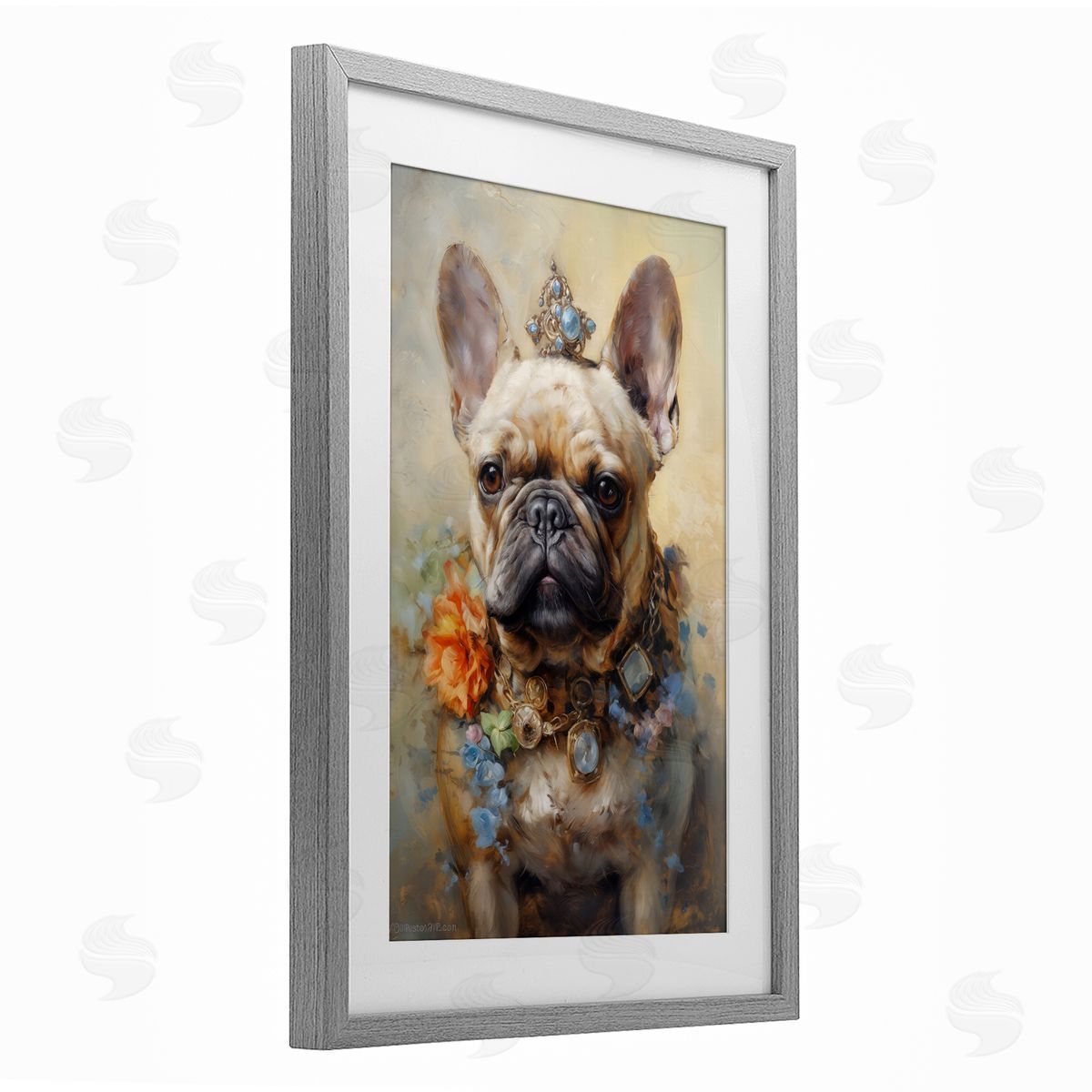 Wumples French Bulldog with Ornate Jewelry Canvas Wall Art Print