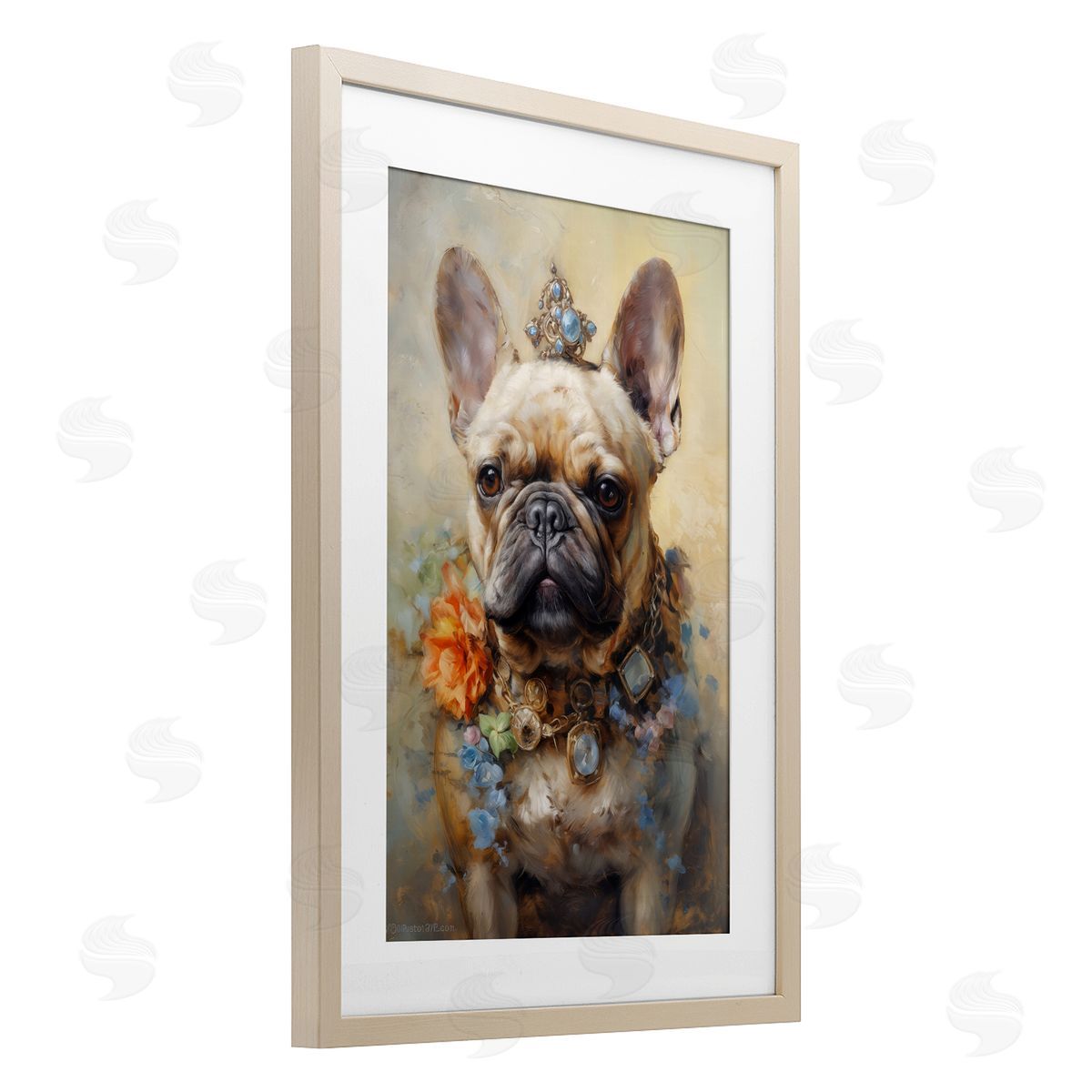 Wumples French Bulldog with Ornate Jewelry Canvas Wall Art Print