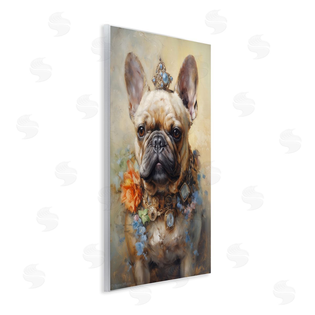 Wumples French Bulldog with Ornate Jewelry Canvas Wall Art Print