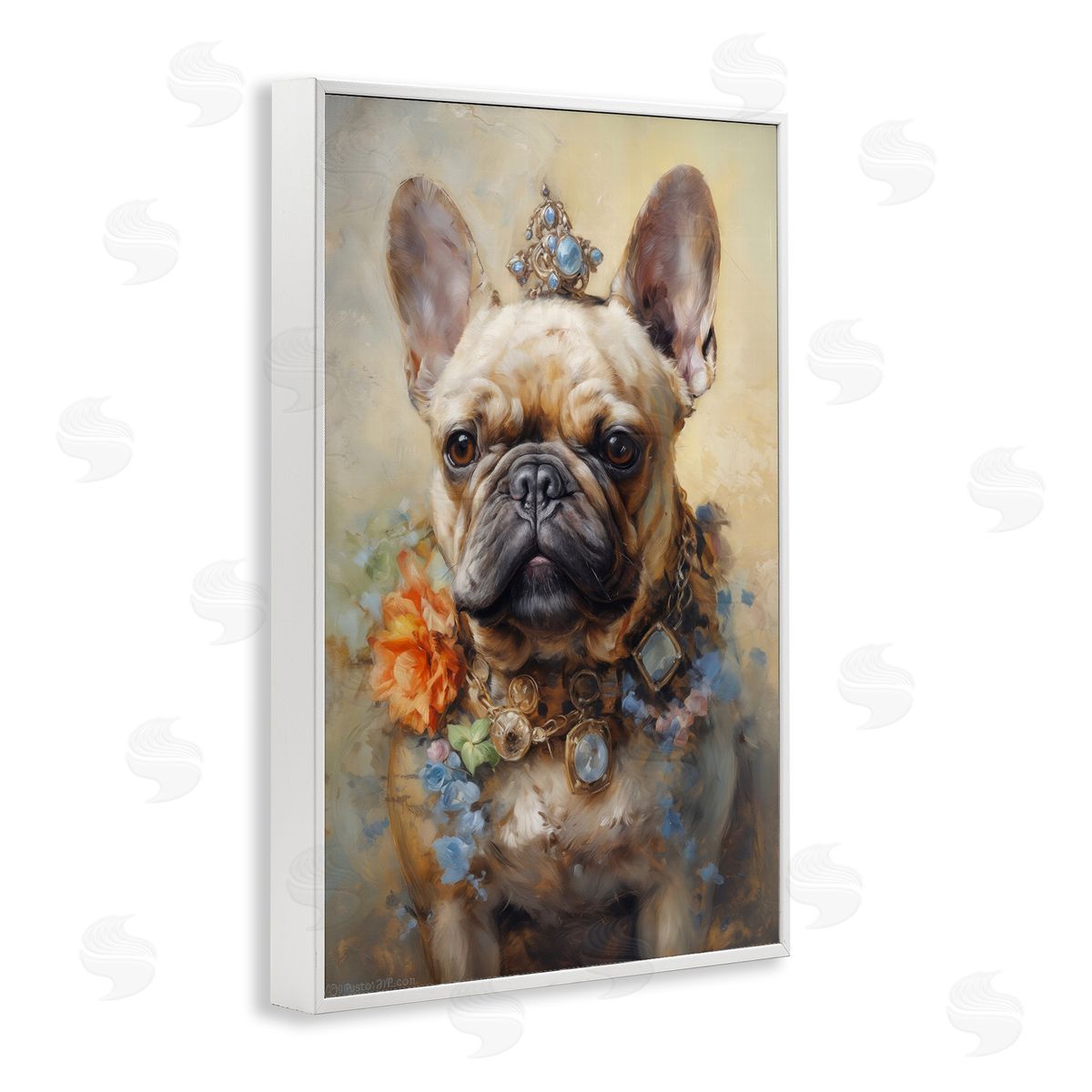 Wumples French Bulldog with Ornate Jewelry Canvas Wall Art Print