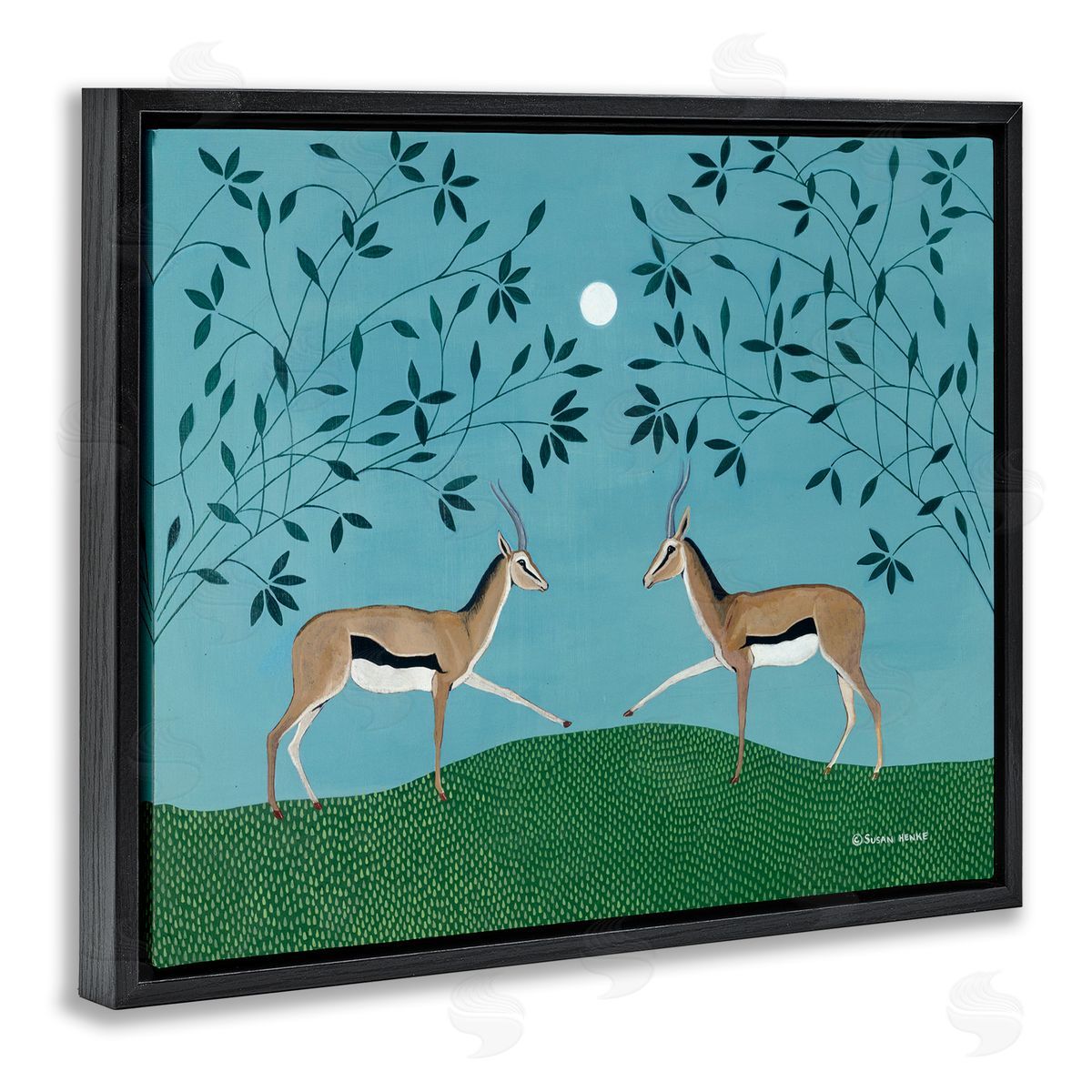 Susan Henke Gazelles Greeting Symmetry Canvas Wall Art Print