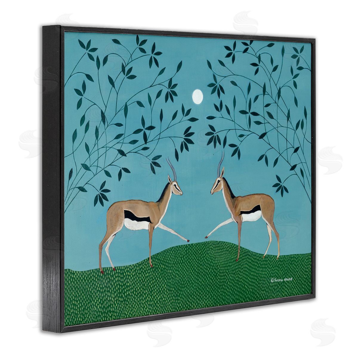 Susan Henke Gazelles Greeting Symmetry Canvas Wall Art Print