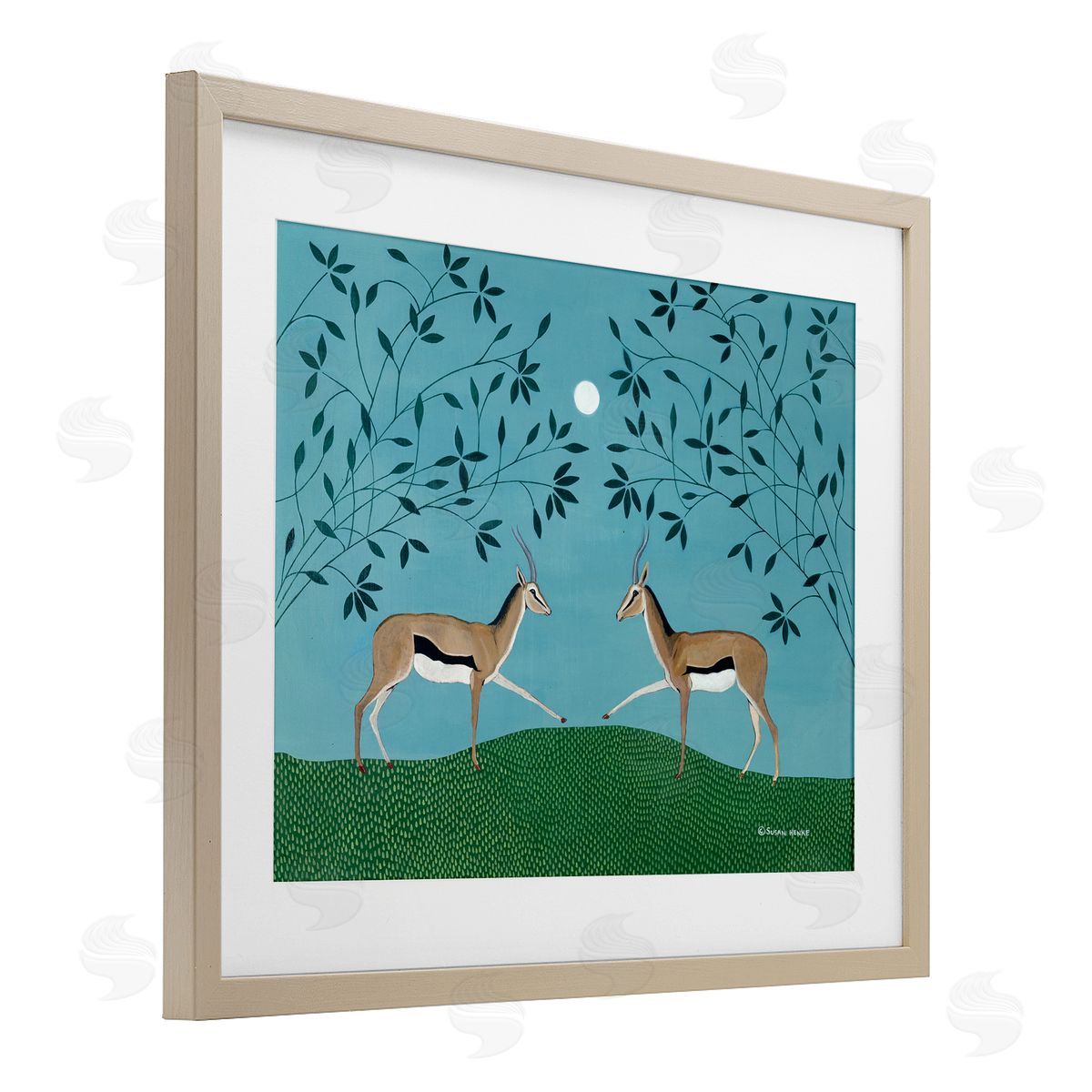Susan Henke Gazelles Greeting Symmetry Canvas Wall Art Print