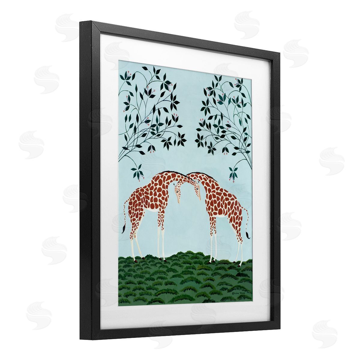 Susan Henke Friendship Symmetrical Giraffes Canvas Wall Art Print