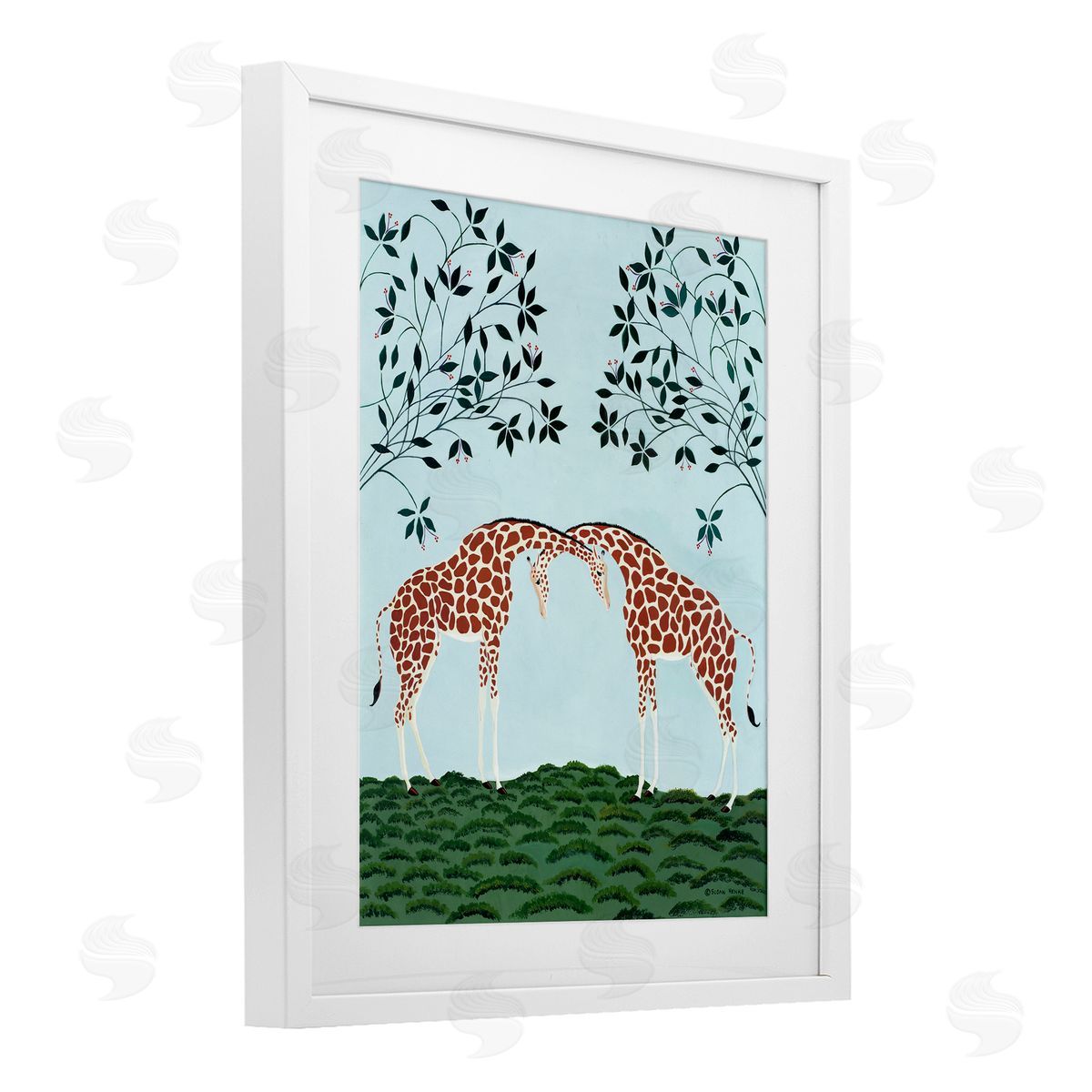 Susan Henke Friendship Symmetrical Giraffes Canvas Wall Art Print