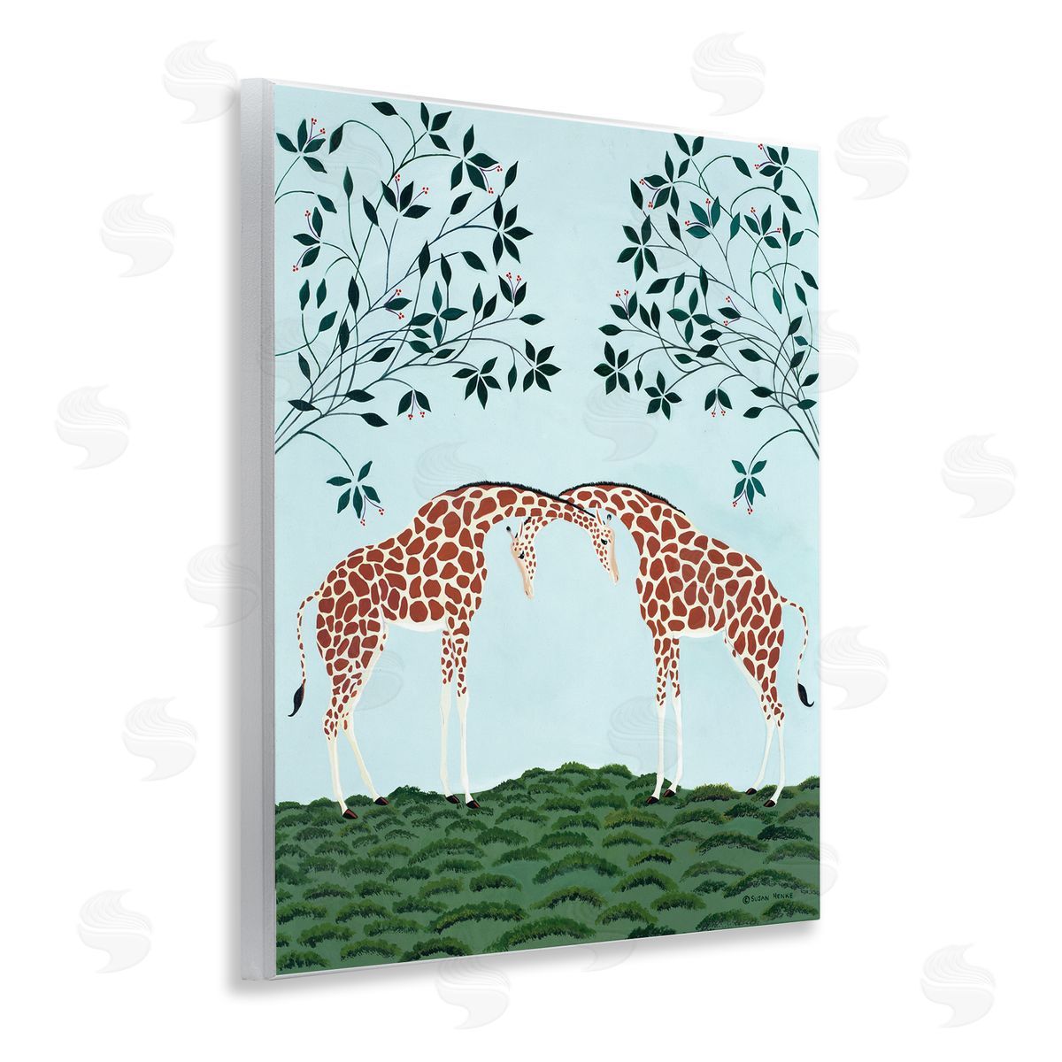 Susan Henke Friendship Symmetrical Giraffes Canvas Wall Art Print