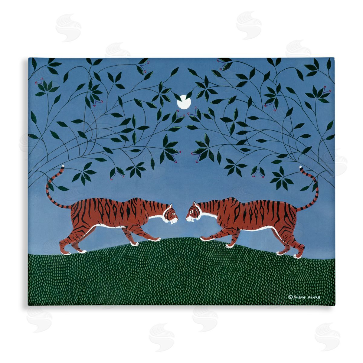 Susan Henke Twilight Tigers Symmetry Canvas Wall Art Print