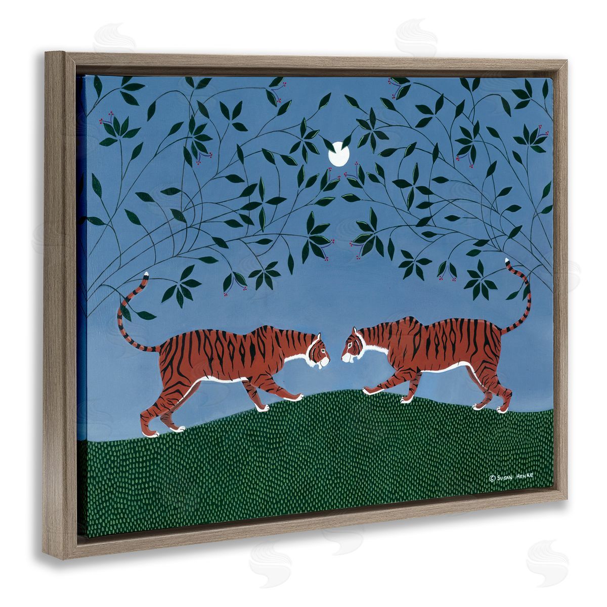 Susan Henke Twilight Tigers Symmetry Canvas Wall Art Print