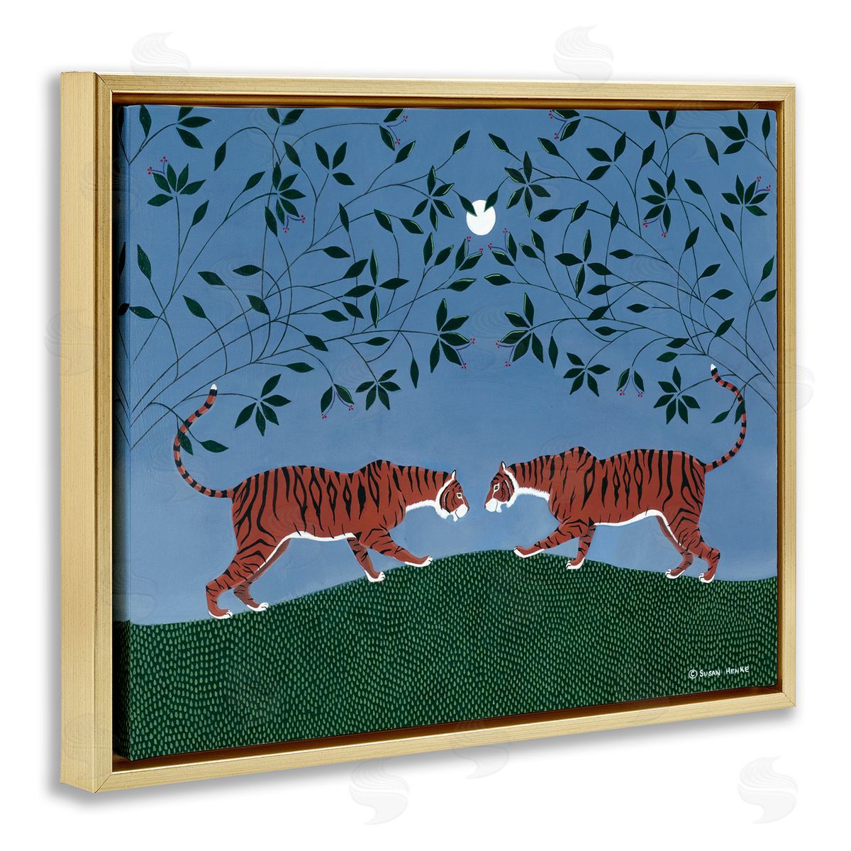 Susan Henke Twilight Tigers Symmetry Canvas Wall Art Print