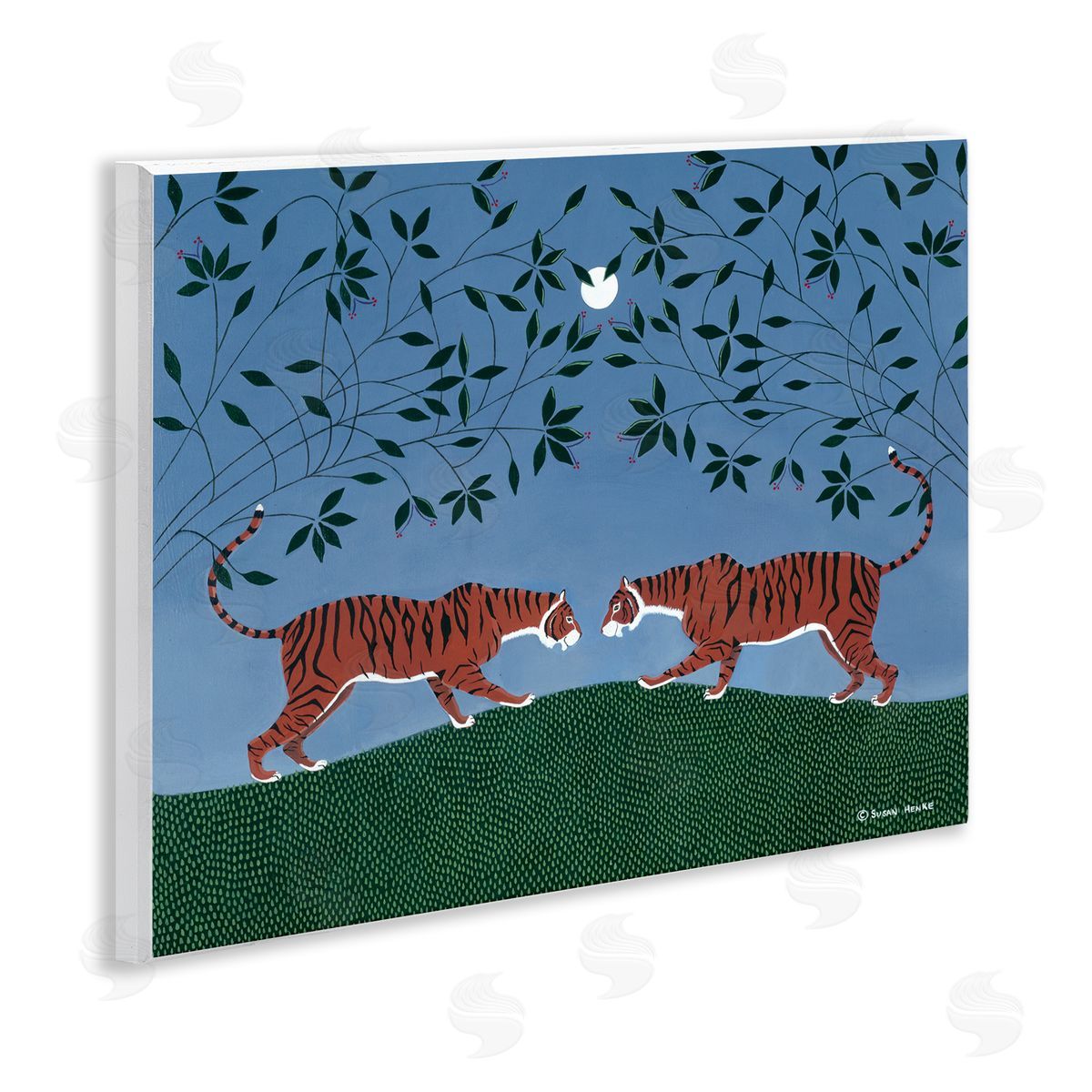 Susan Henke Twilight Tigers Symmetry Canvas Wall Art Print