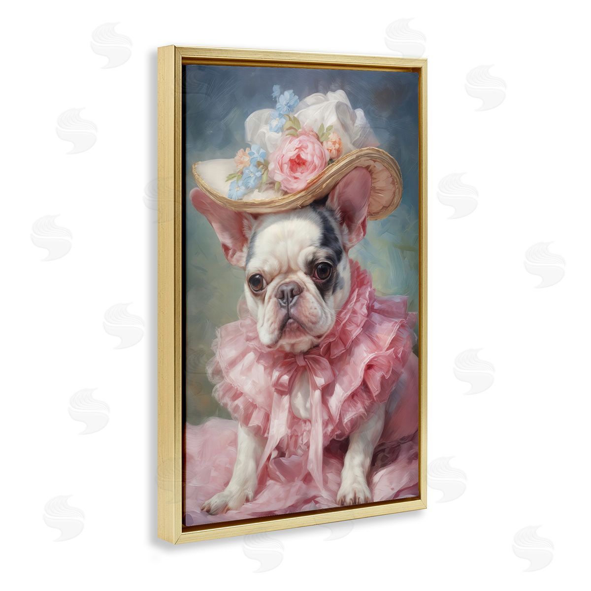 Wumples Frenchie in Pink Dress Canvas Wall Art Print