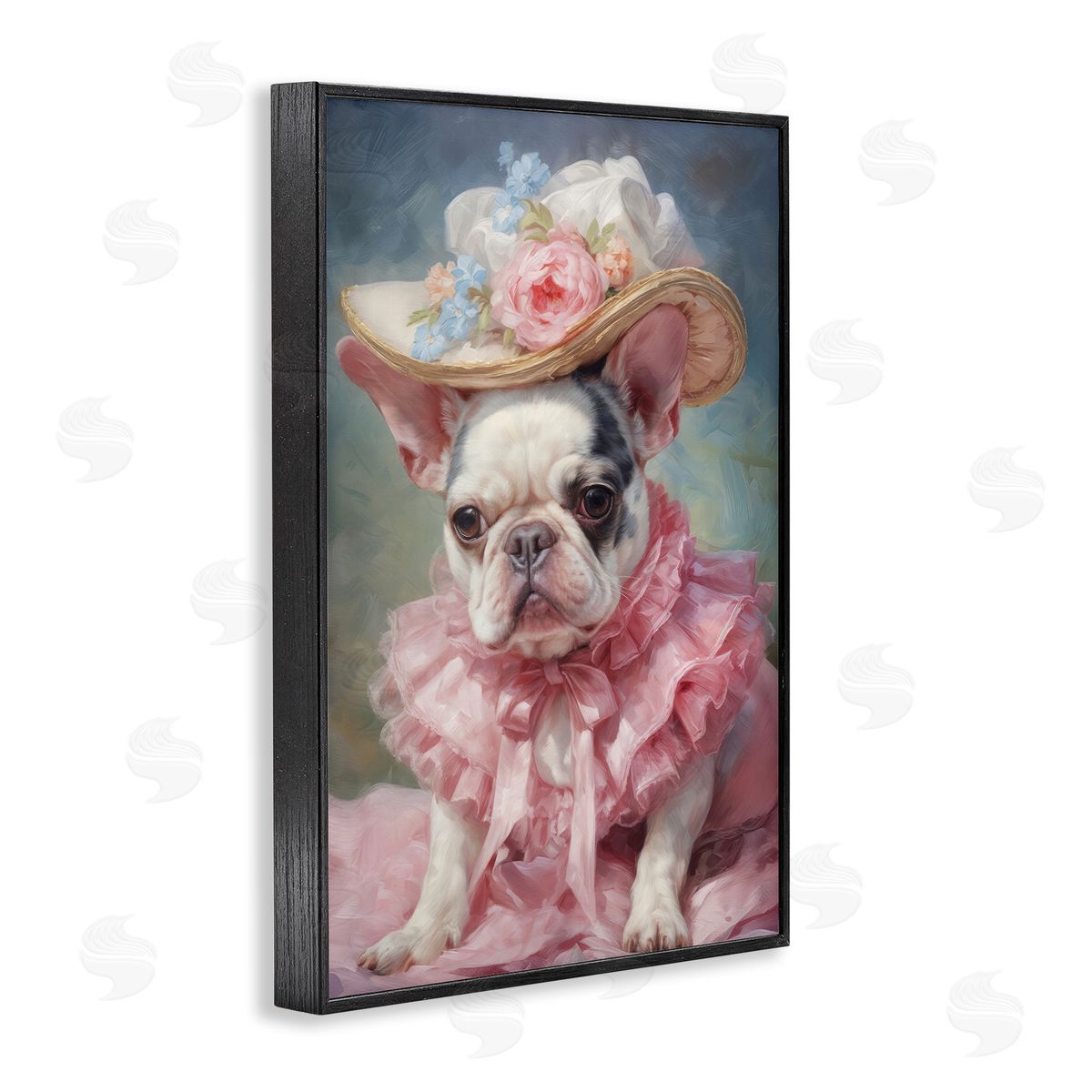 Wumples Frenchie in Pink Dress Canvas Wall Art Print