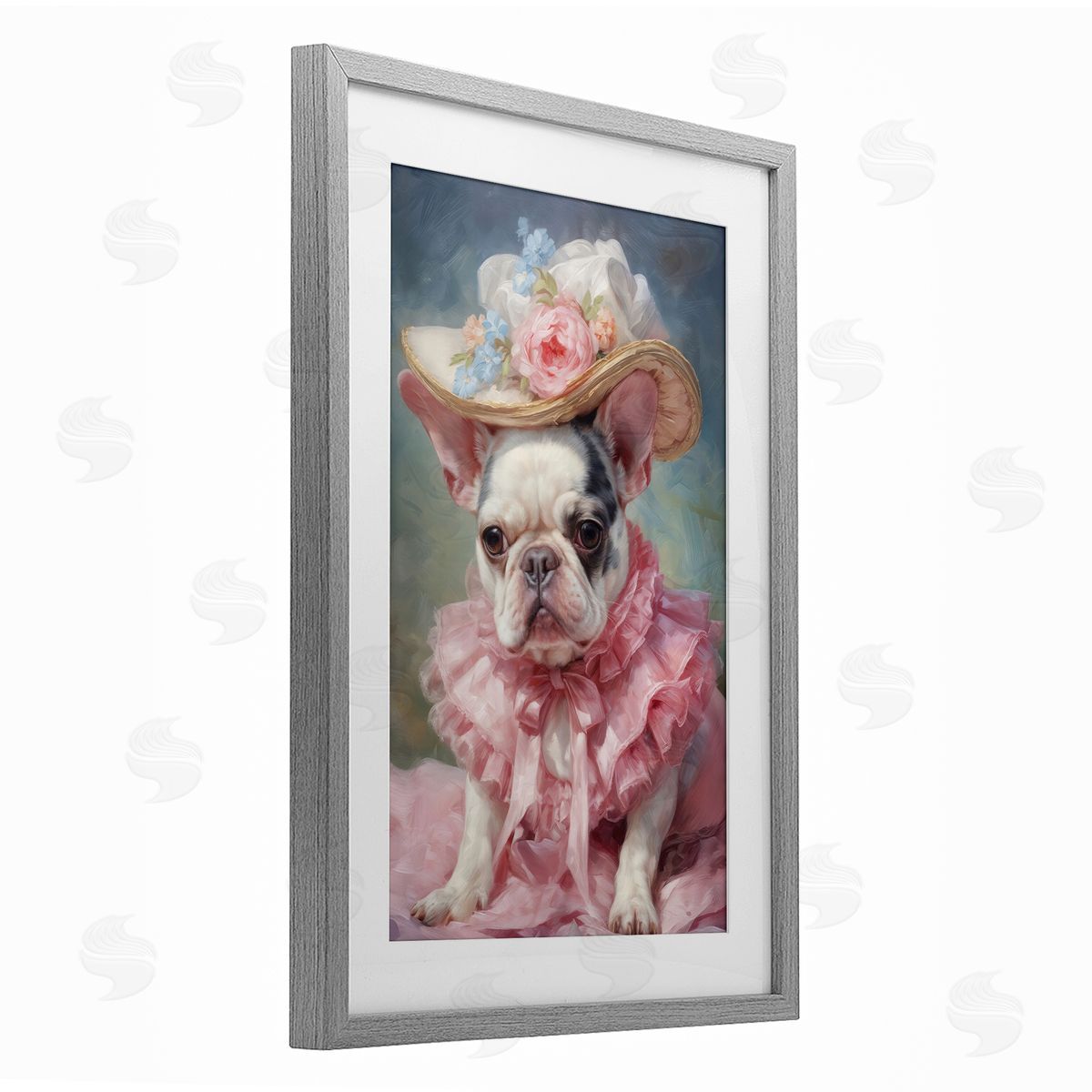 Wumples Frenchie in Pink Dress Canvas Wall Art Print