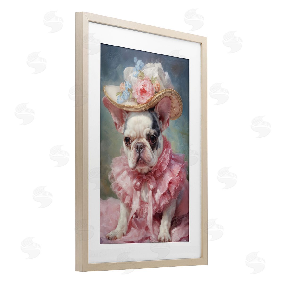 Wumples Frenchie in Pink Dress Canvas Wall Art Print