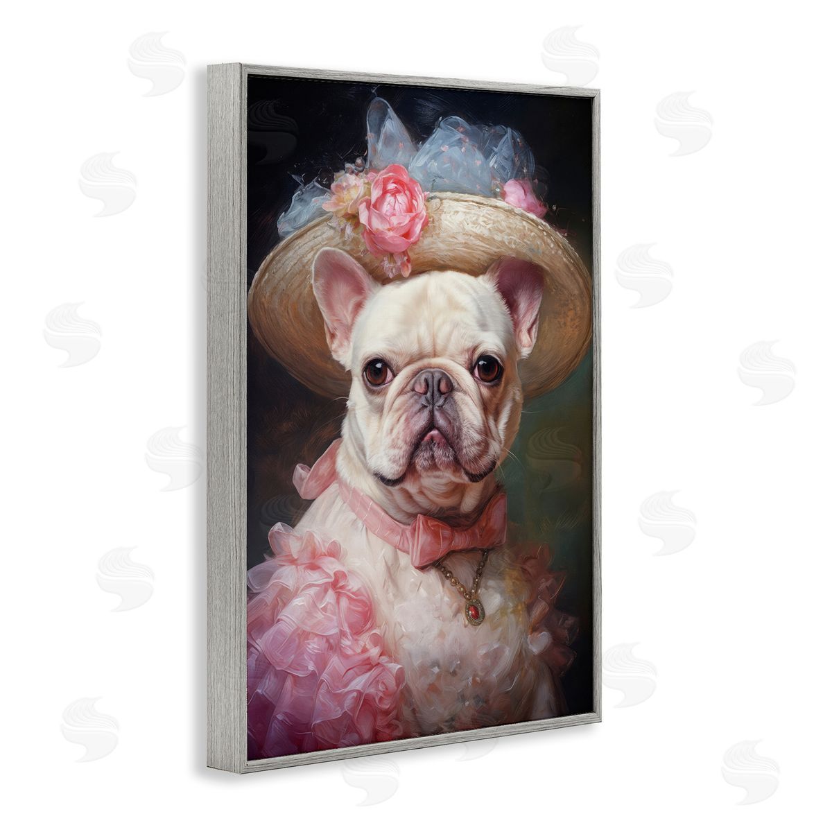 Wumples Pink Victorian Frenchie Canvas Wall Art Print