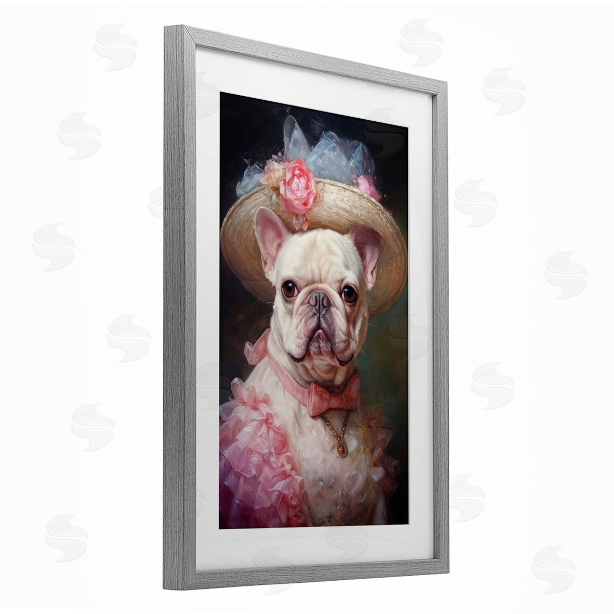 Wumples Pink Victorian Frenchie Canvas Wall Art Print