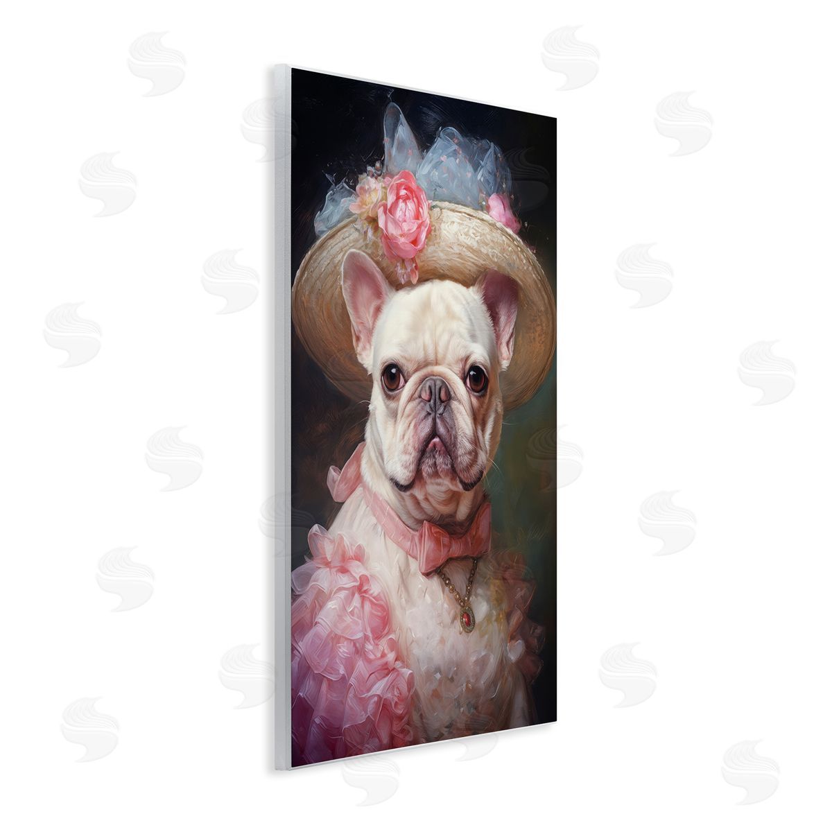 Wumples Pink Victorian Frenchie Canvas Wall Art Print