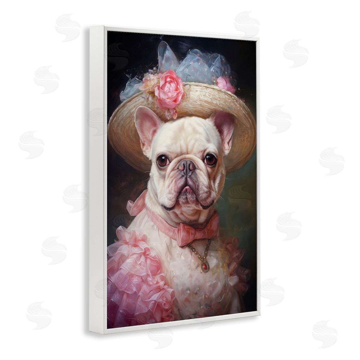 Wumples Pink Victorian Frenchie Canvas Wall Art Print