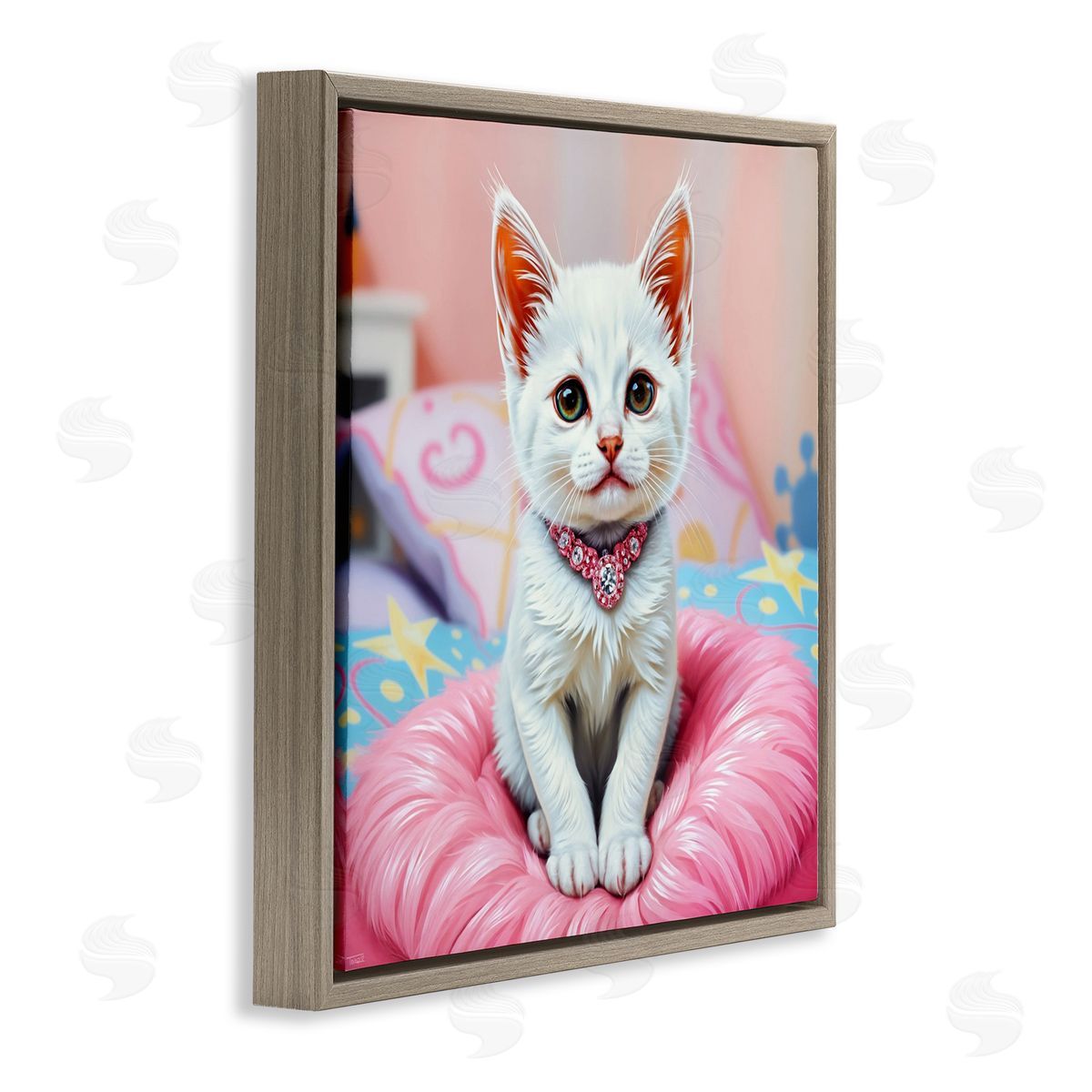 Tabz Jones Diamonds & Cuddles Kitten Canvas Wall Art Print