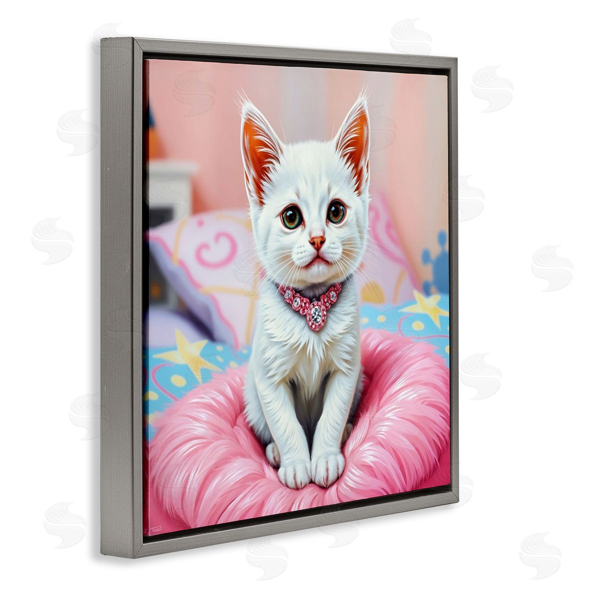Tabz Jones Diamonds & Cuddles Kitten Canvas Wall Art Print