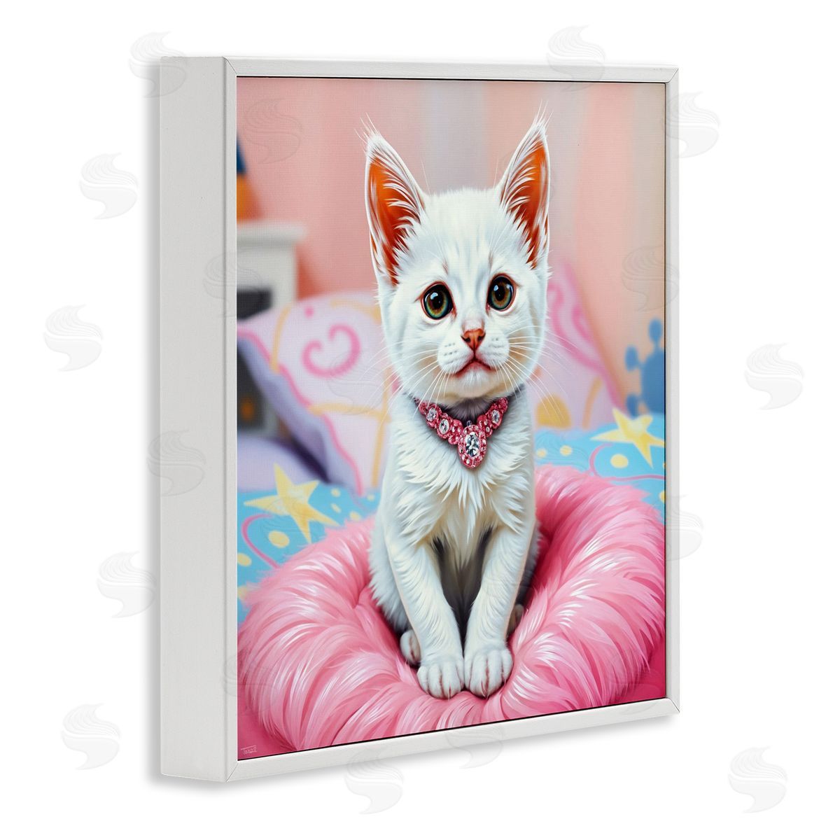 Tabz Jones Diamonds & Cuddles Kitten Canvas Wall Art Print