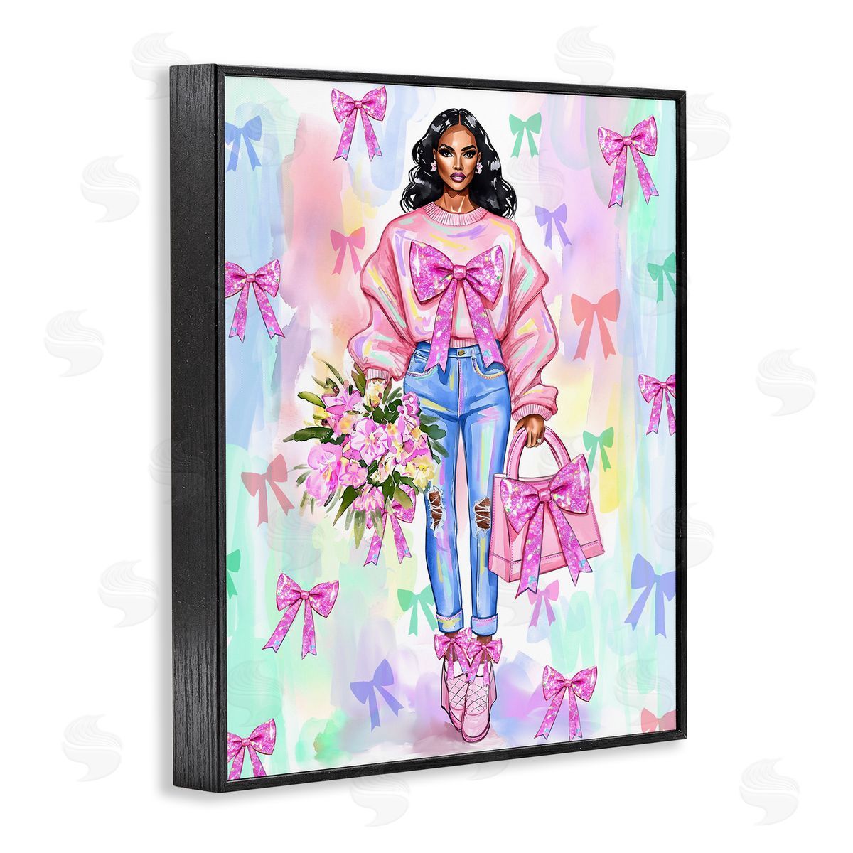 Jess Stempel Feminine Ribbon Fashion Illustration Canvas Wall Art Print
