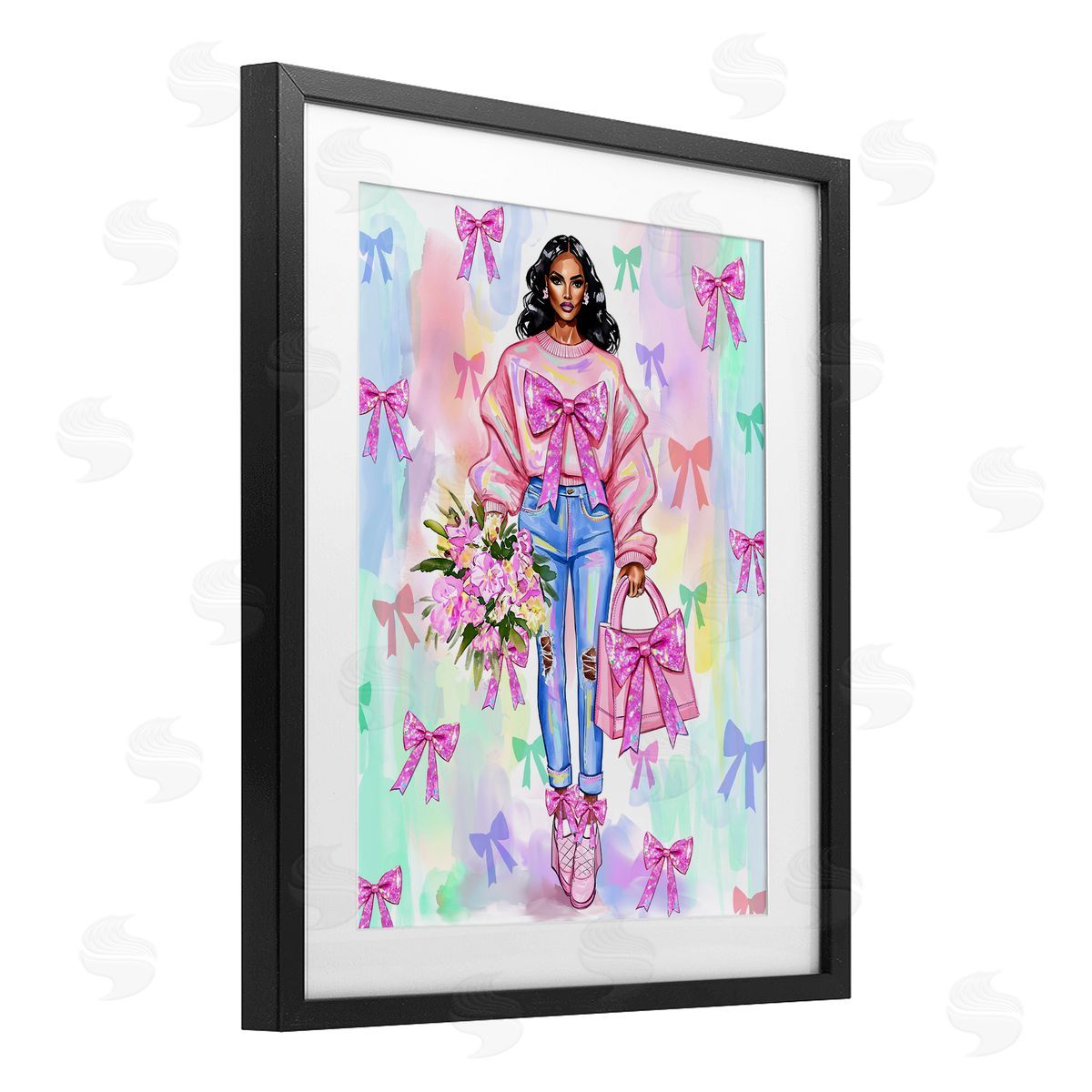 Jess Stempel Feminine Ribbon Fashion Illustration Canvas Wall Art Print