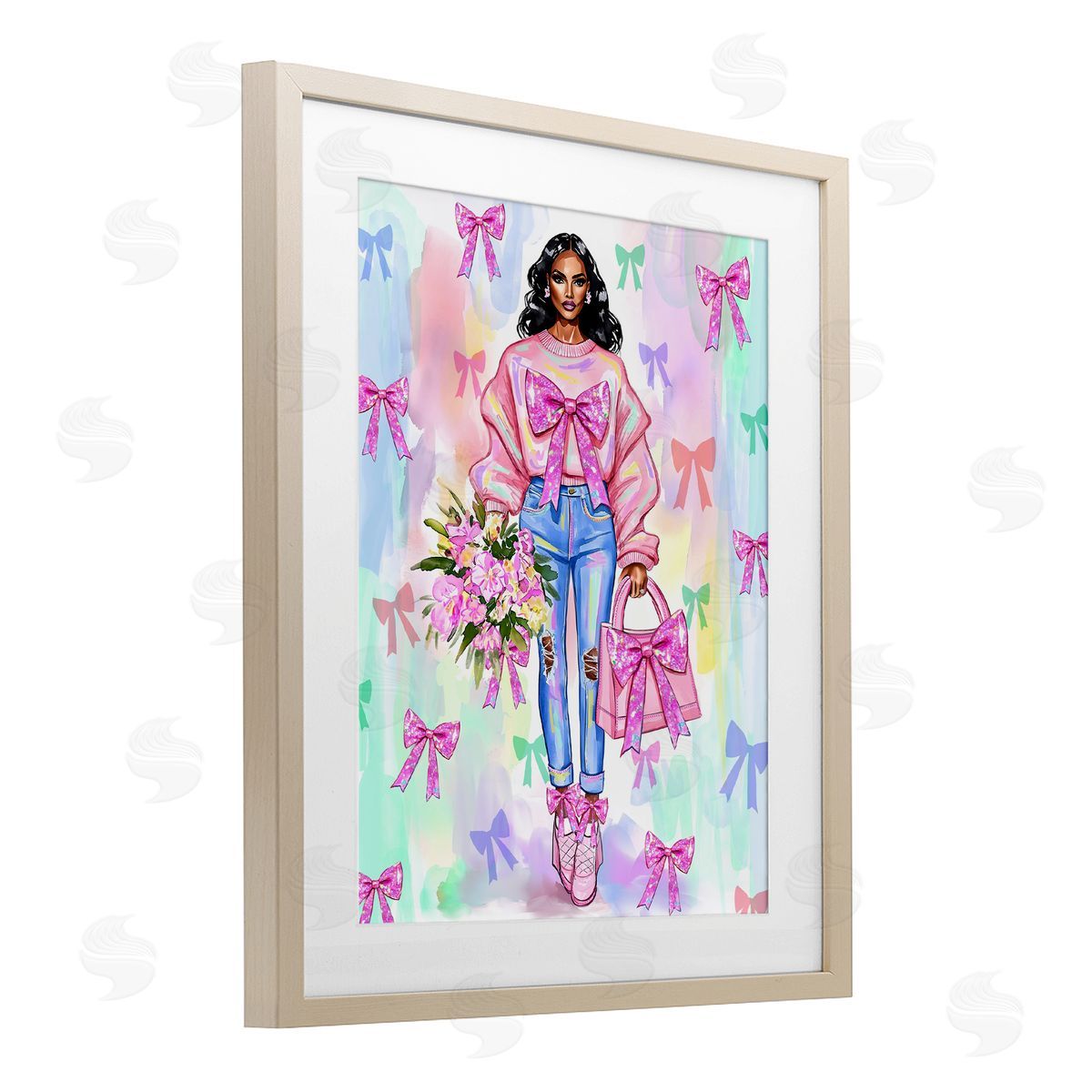 Jess Stempel Feminine Ribbon Fashion Illustration Canvas Wall Art Print