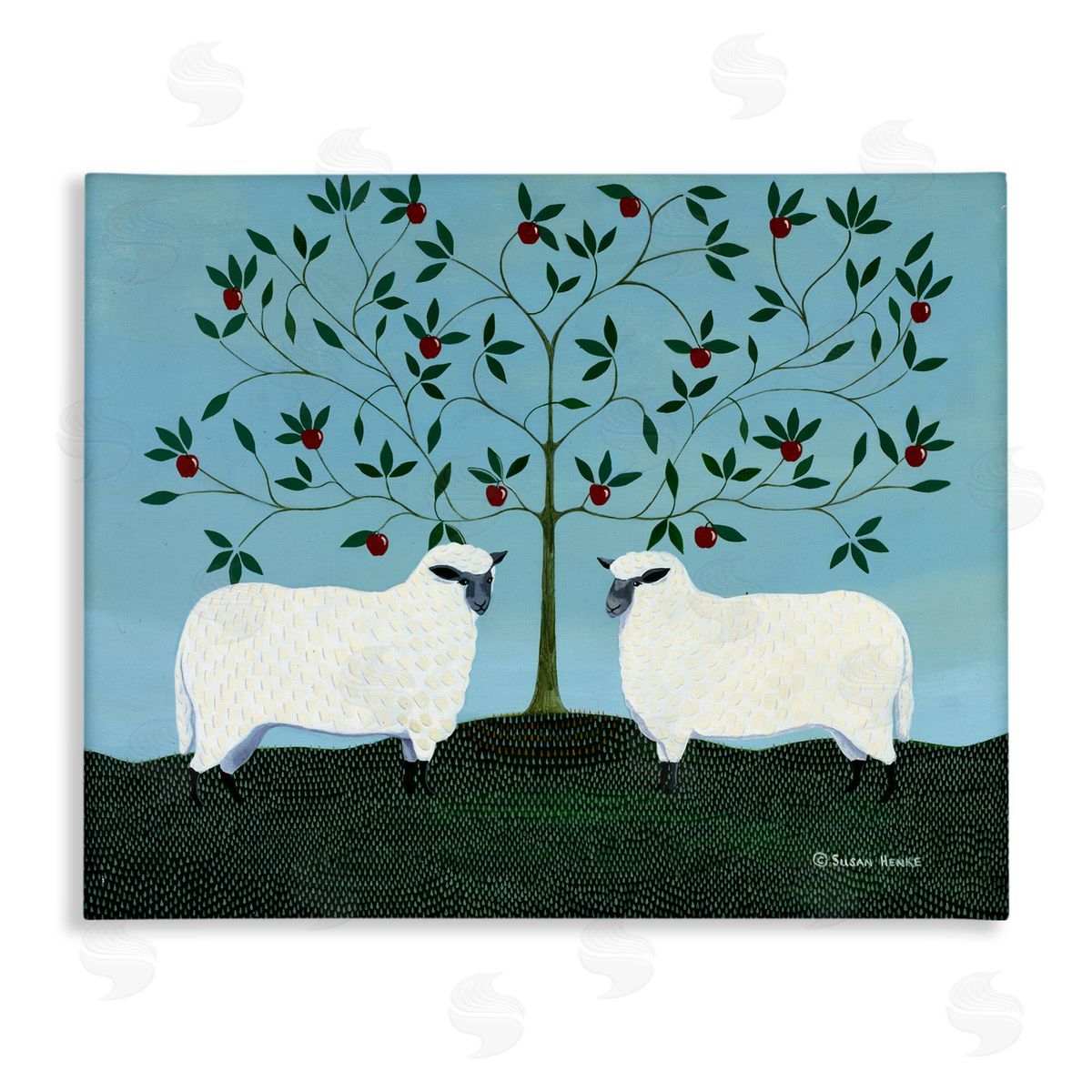 Susan Henke Symmetrical Orchard Sheep Canvas Wall Art Print