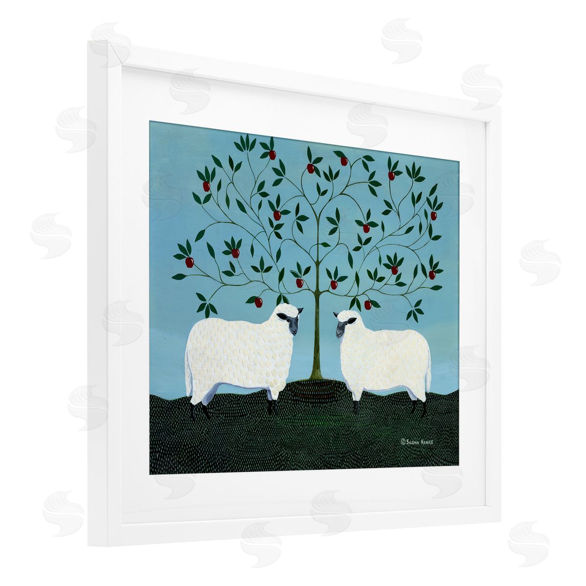 Susan Henke Symmetrical Orchard Sheep Canvas Wall Art Print