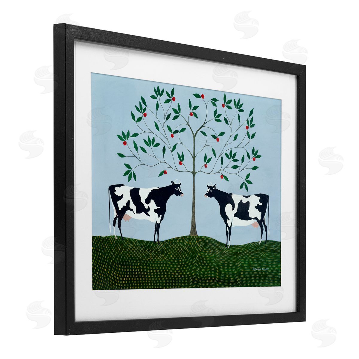 Susan Henke Apple Tree Cows Symmetry Canvas Wall Art Print