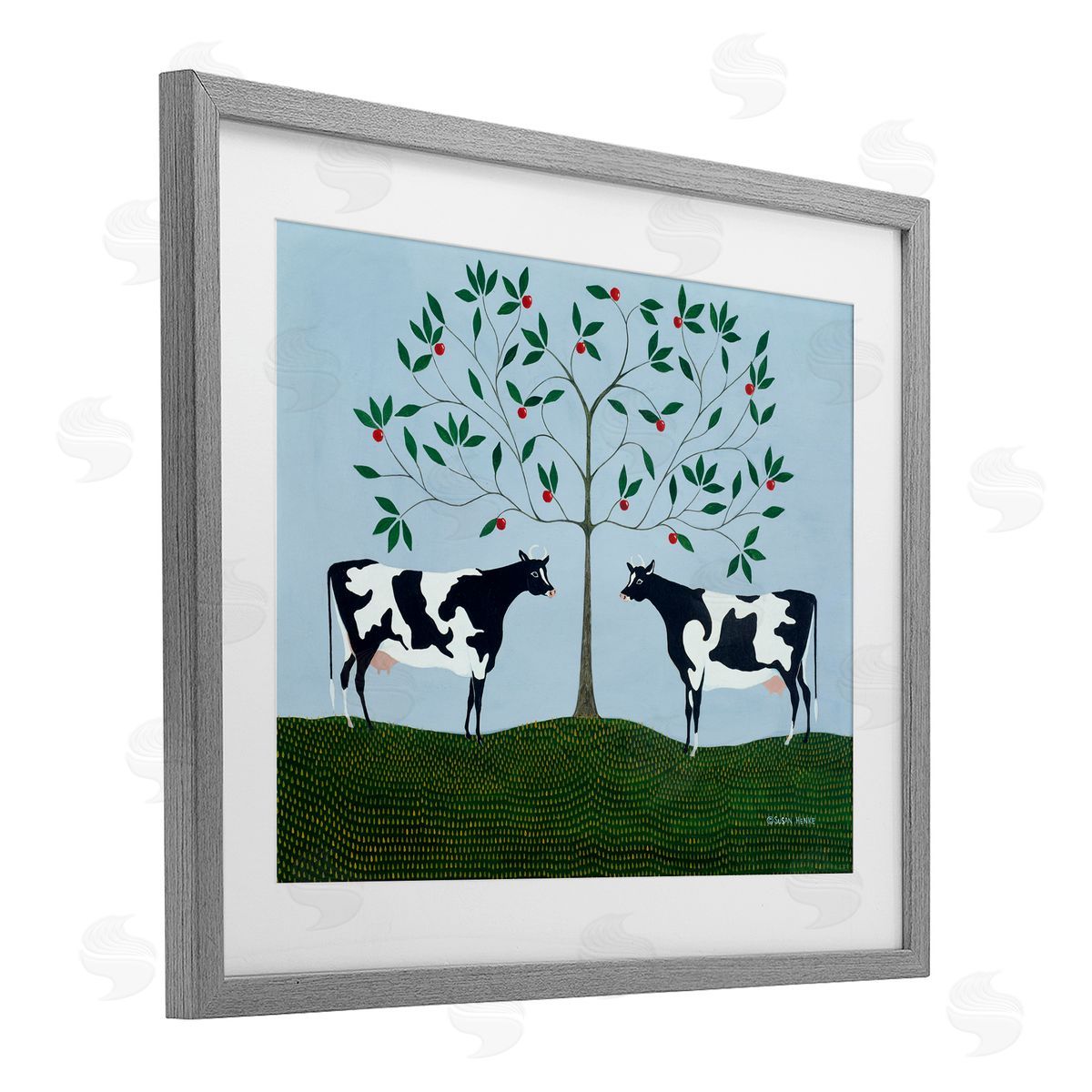 Susan Henke Apple Tree Cows Symmetry Canvas Wall Art Print