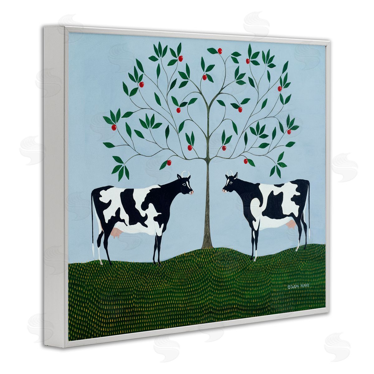 Susan Henke Apple Tree Cows Symmetry Canvas Wall Art Print
