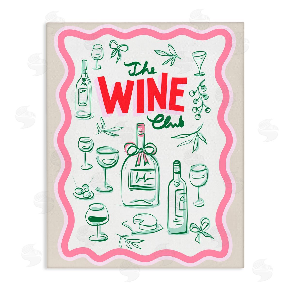 Dominique Vari Wine Club Contemporary Canvas Wall Art Print