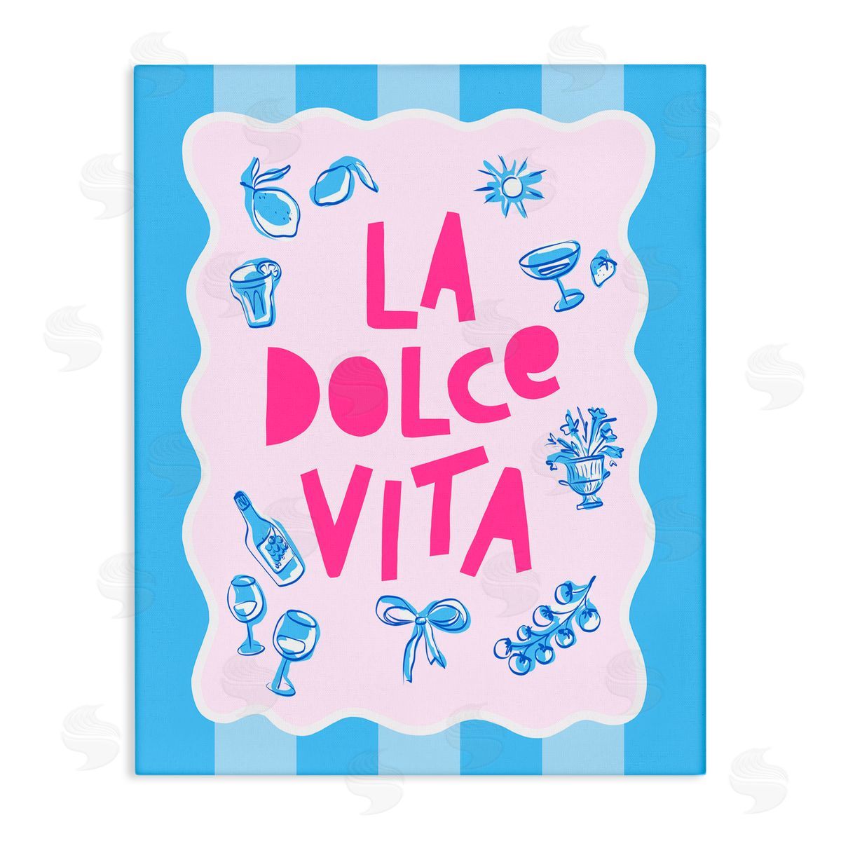 Dominique Vari La Dolce Vita Blue Pink Canvas Wall Art Print