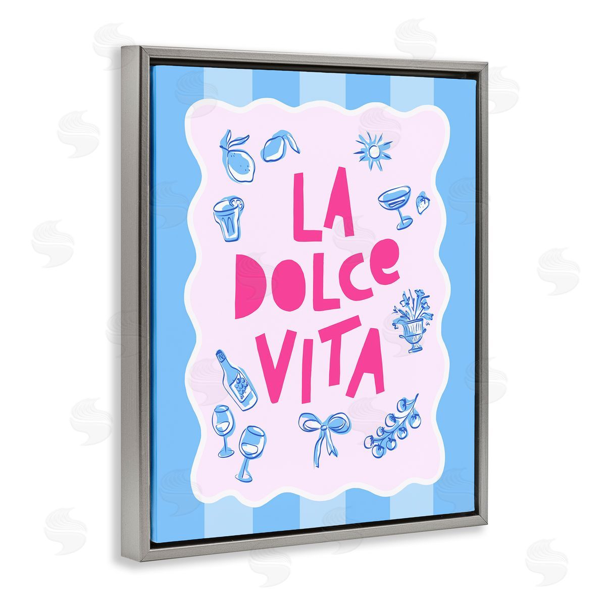 Dominique Vari La Dolce Vita Blue Pink Canvas Wall Art Print