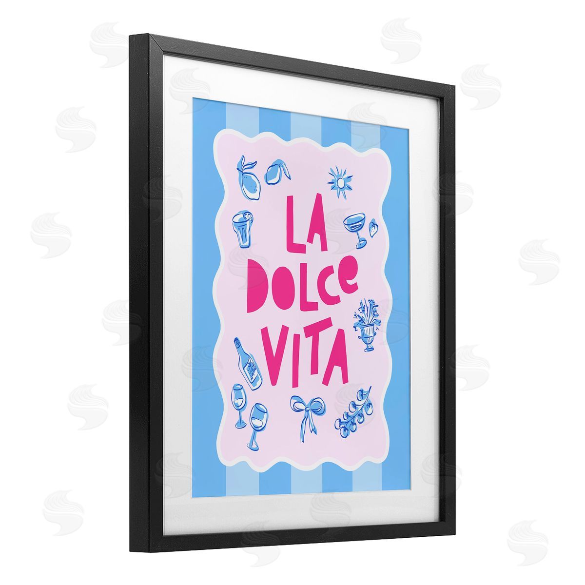 Dominique Vari La Dolce Vita Blue Pink Canvas Wall Art Print