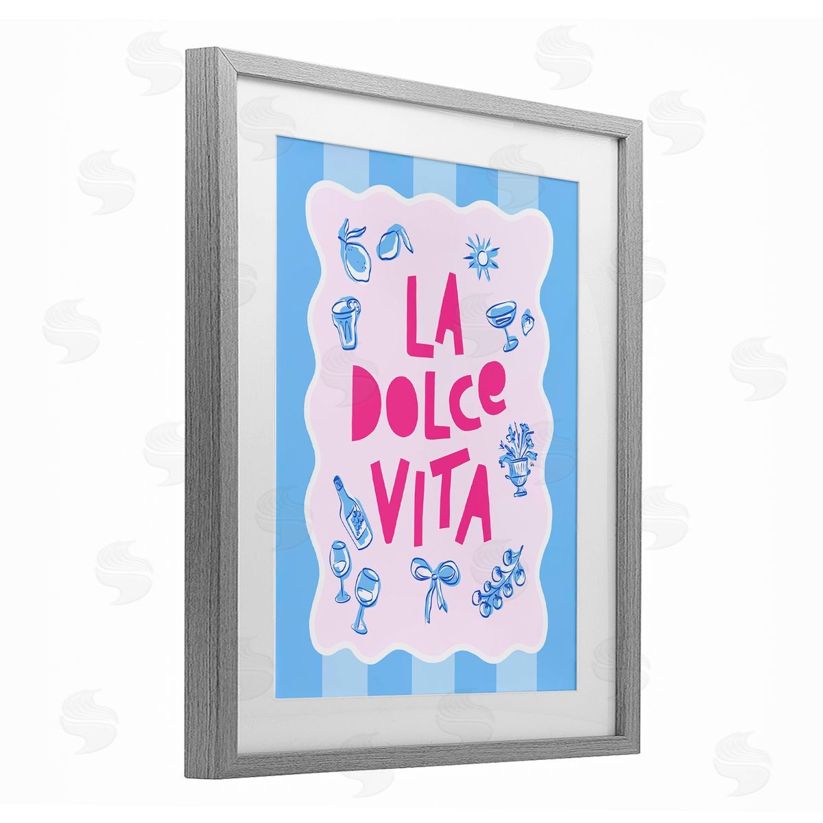 Dominique Vari La Dolce Vita Blue Pink Canvas Wall Art Print